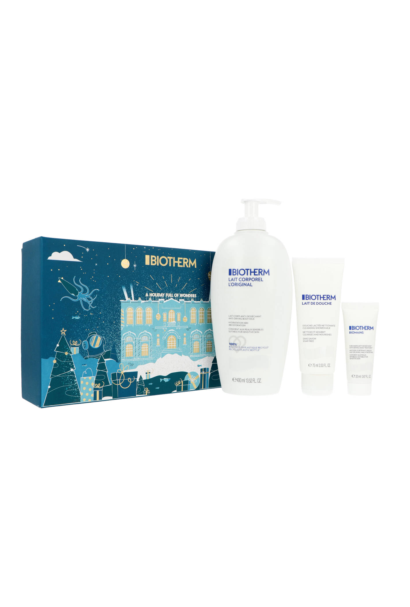 Zestaw Biotherm A Holiday Full Of Wonders Body Lotion 400ml + Cleansing Shower Milk 75ml + Hand Cream 50ml