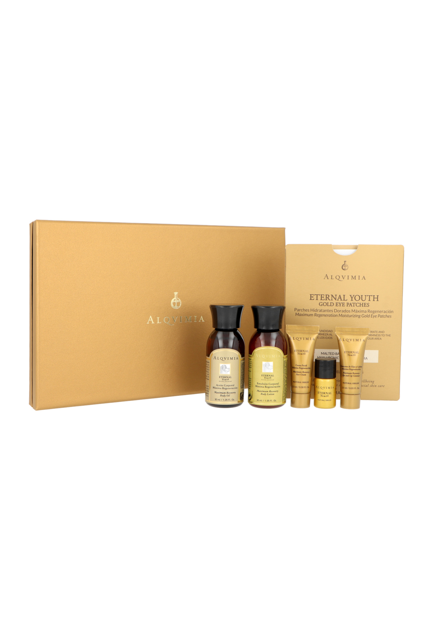 Zestaw Alqvimia Eternal Youth Supreme Beauty & Spa Maximum Regeneration Experience Serum 1,5ml + Cream 3ml + Body Oil 30ml + Body Elixir 30ml + Eye and Lip Contour Cream 1,5ml + Eye Mask