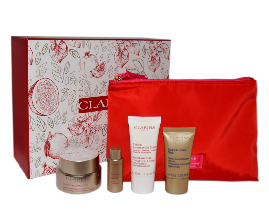 Zestaw Clarins Nutri Lumiere Day Cream 50ml + Nutri Lumiere Lotion 10ml + Nutri Lumiere Night Cream 15ml + Hand And Nail Cream 30ml