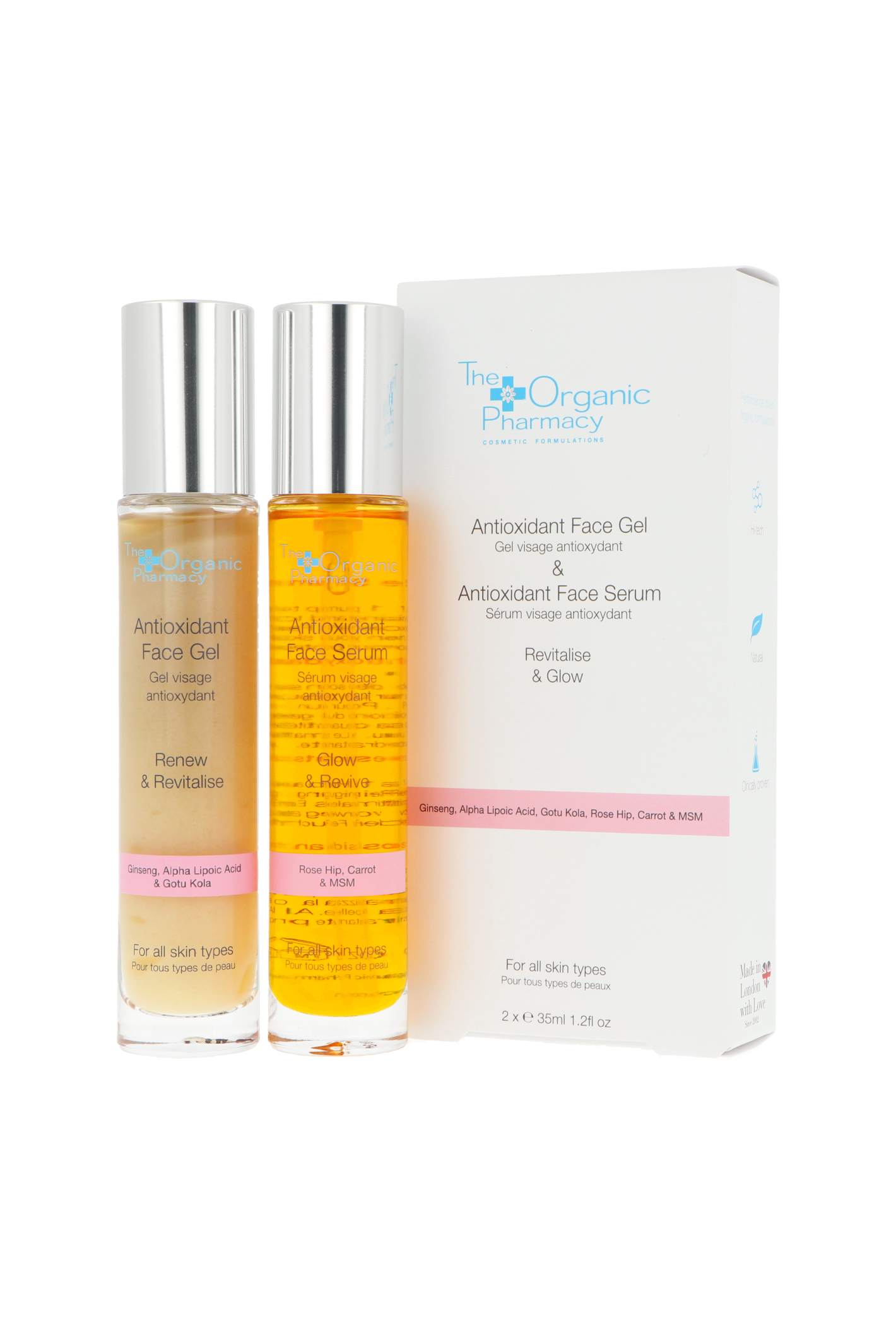 Zestaw The Organic Pharmacy Antioxidant Duo Face Serum 35ml + Face Gel 35ml