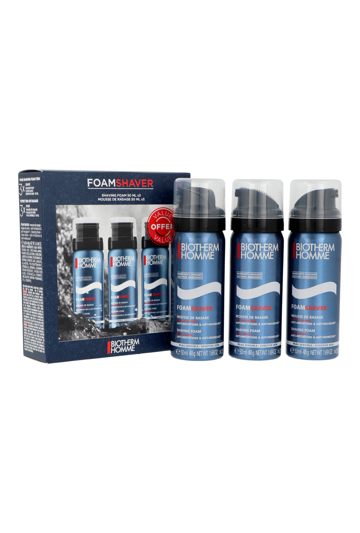Zestaw Biotherm Travel Trio Sensitive Skin Shaving Foam 3x50ml