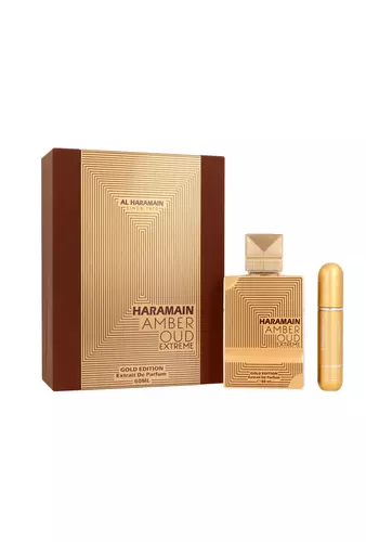 Al Haramain Amber Oud Gold Edition Extreme Pure Perfume 60ml + Travel Atomizer miniatura