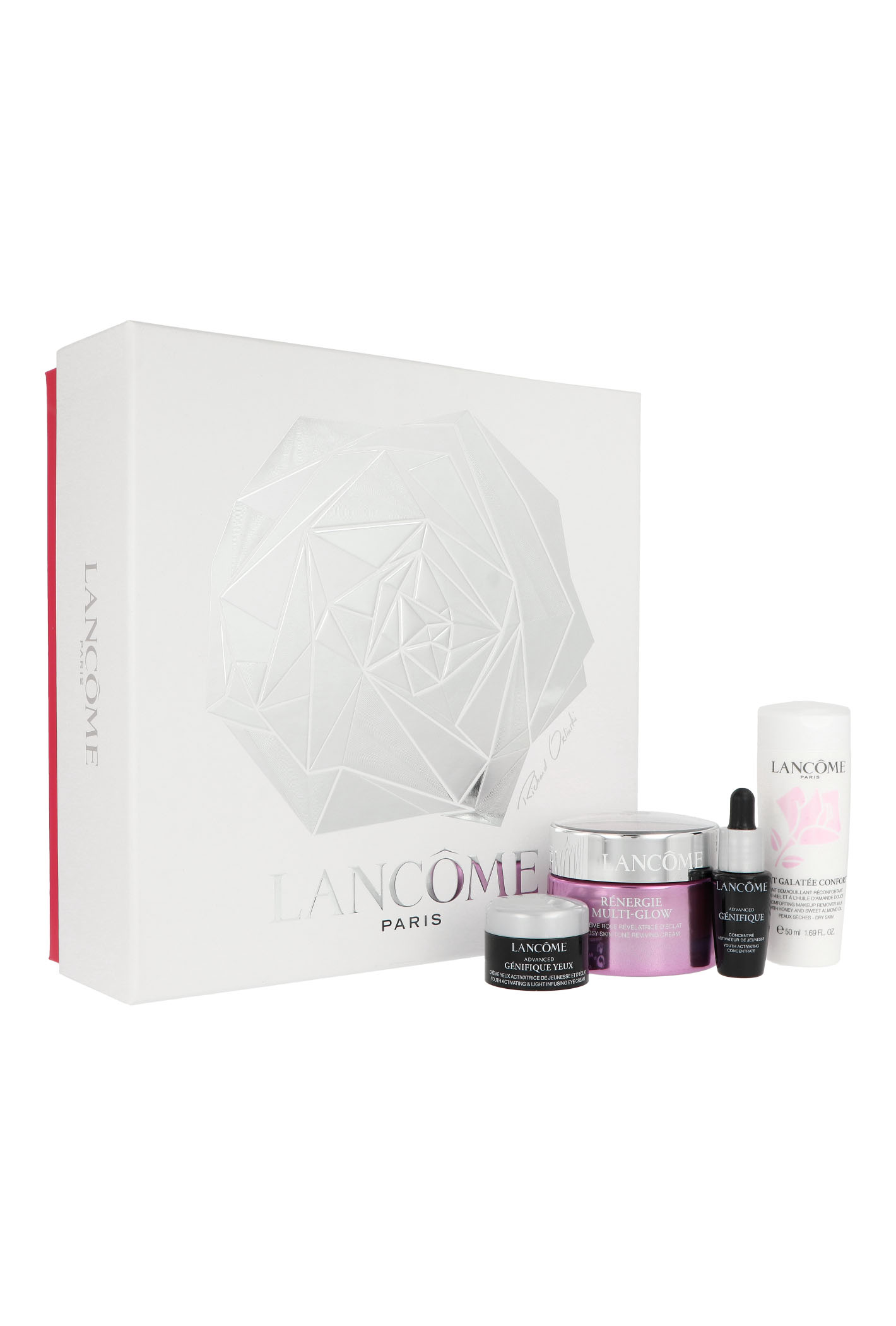 Zestaw Lancome Renergie Multi-Glow 50ml + Advanced Genifique Serum 7ml + Advanced Genifique Yeux Eye Cream 5ml + Lait Galatee Confort 50ml