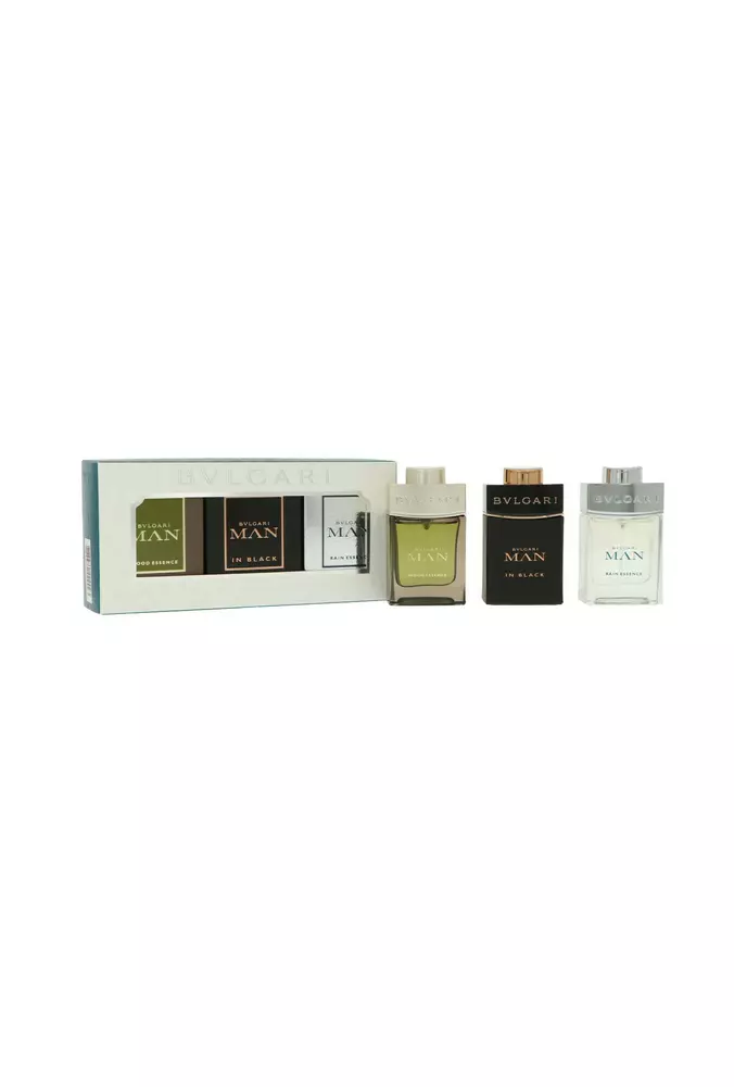 Zestaw Bvlgari Miniatures Collection Man In Black Edp 15ml + Man Wood Essence Edp 15ml + Man Rain Essence Edp 15ml miniatura