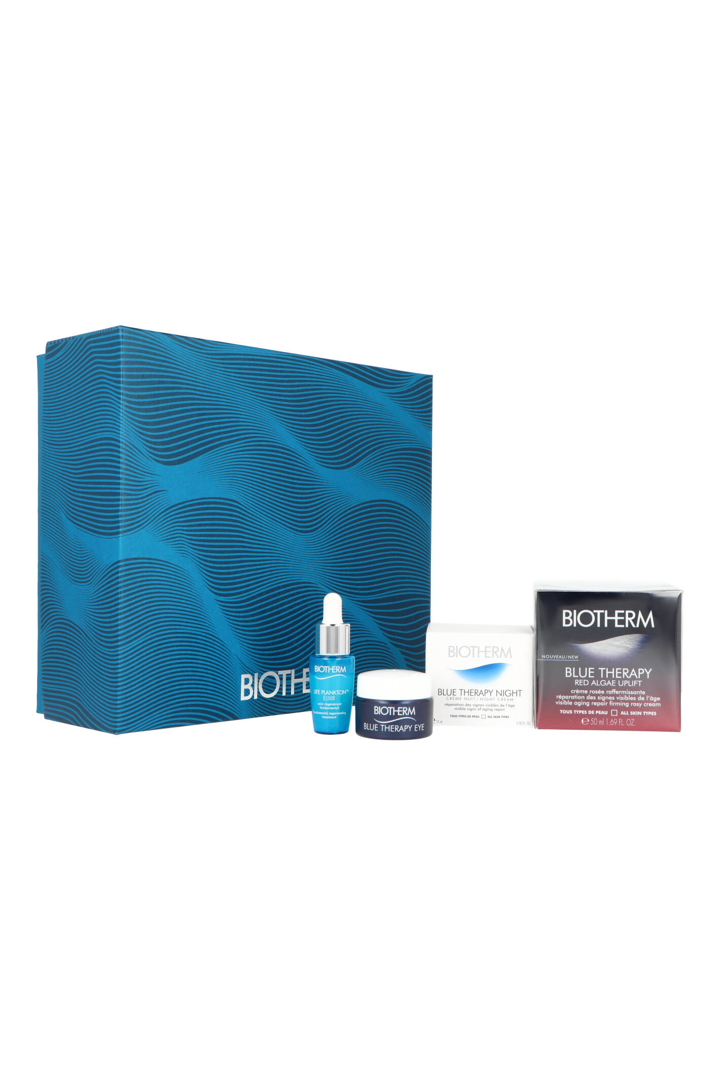 Zestaw Biotherm Blue Therapy Red Algae Face Cream Uplift 50ml + Life Plankton Elixir Regenerating Serum 7ml + Face Night Cream 15ml + Eye Contour 5ml