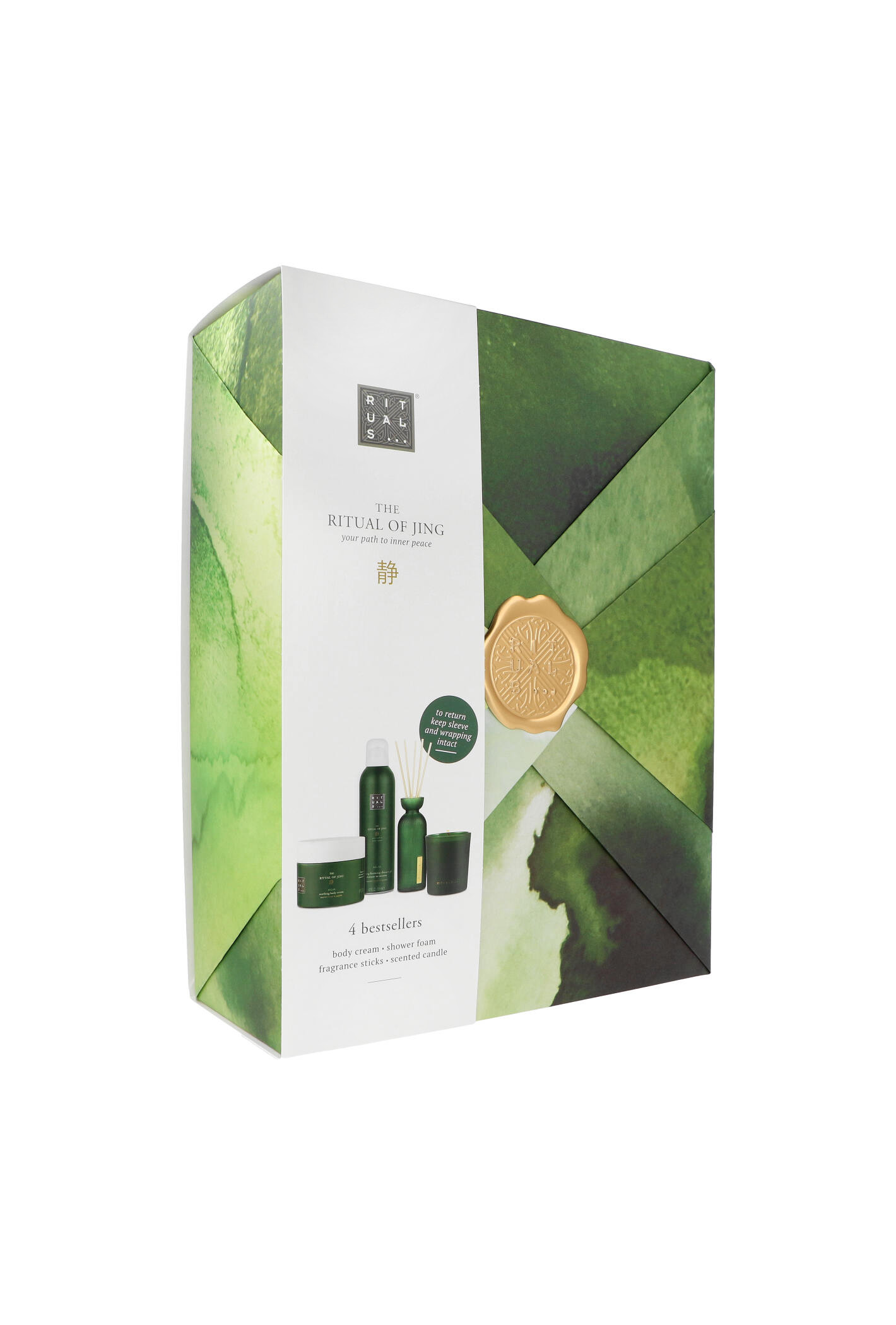 Zestaw Rituals The Ritual Of Jing Foaming Shower Gel 200ml + Body Cream 200ml + Scented Candle 140g + Fragrance Stick 70ml