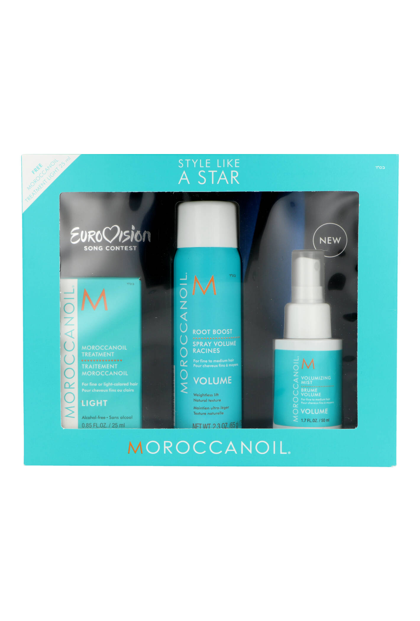 Zestaw Moroccanoil Style Like A Star Volume Box: Volumizing Mist 50ml + Root Boost 75ml Treatment Light 25ml