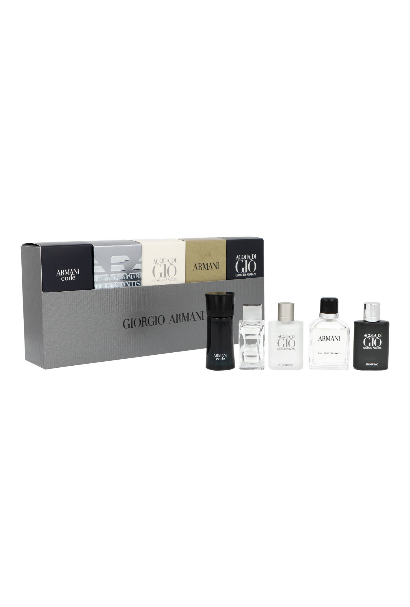 Zestaw Armani Mini Pour Homme Acqua Di Gio Edt 5ml + Diamonds Edt 4ml + Code Edt 4ml + Eau Pour Homme Edt 7ml + Acqua Di Gio Profumo Edt 5ml