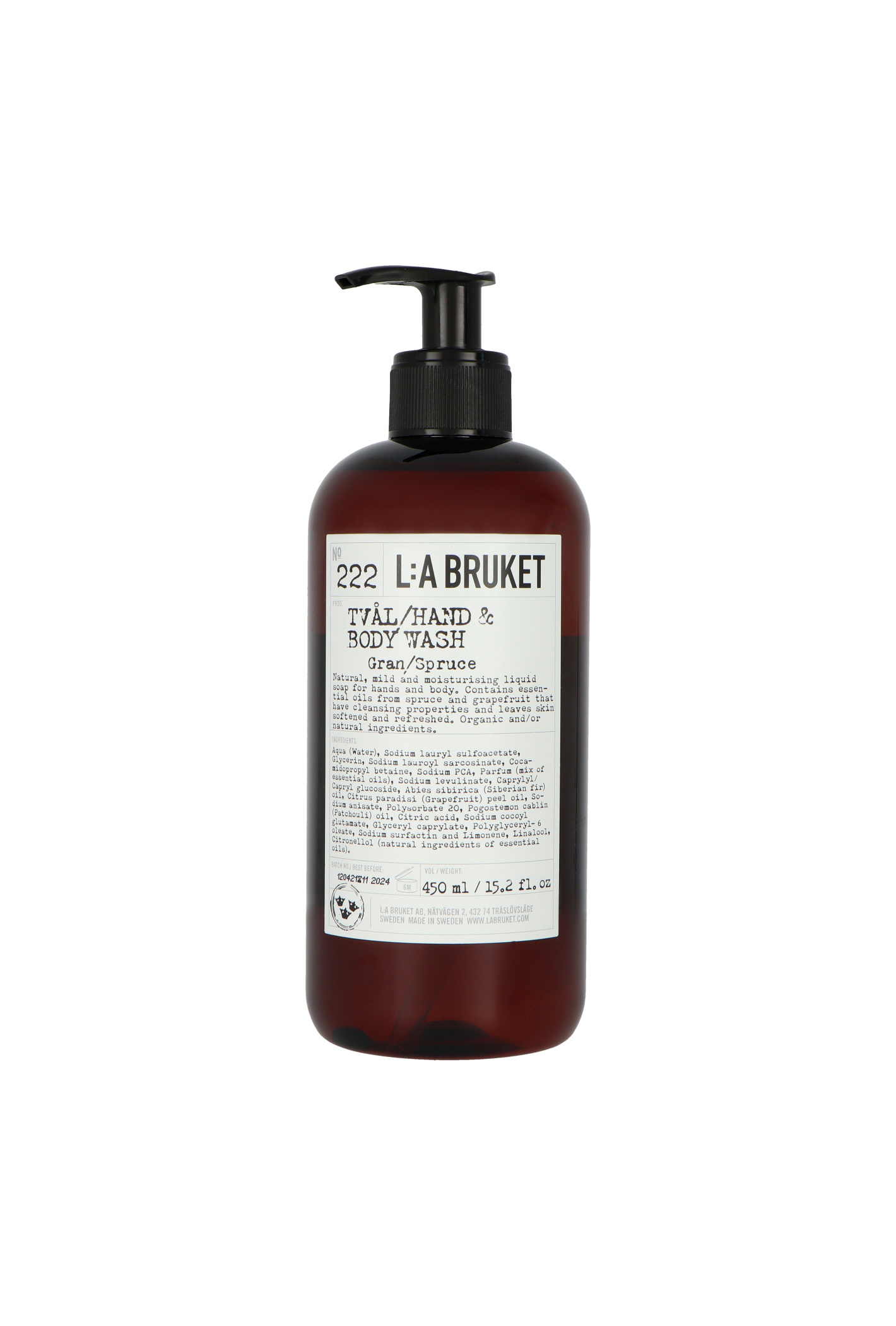 L:A Bruket 222 Hand & Body Wash Gran/Spruce 450ml