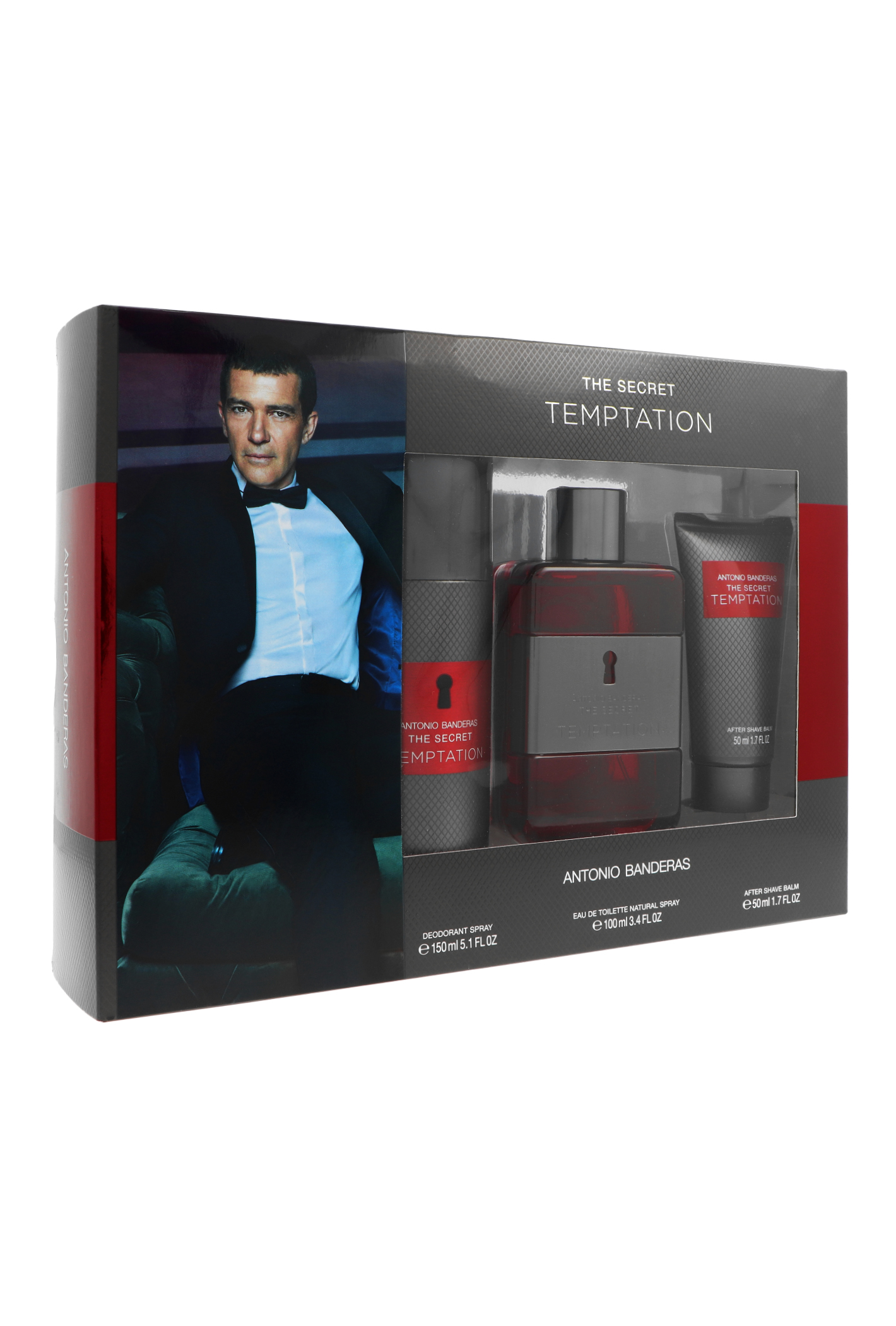 Zestaw Antonio Banderas The Secret Temptation Edt 100ml + After shave Balm 50ml + Deodorant 150ml