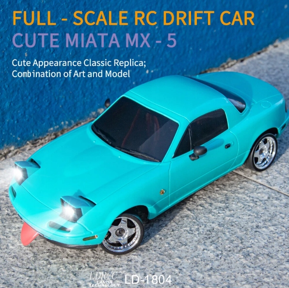 Masinuta RC Mazda MX-5 1:18 Drift, LED, Gyro, 2.4G, albastru, set