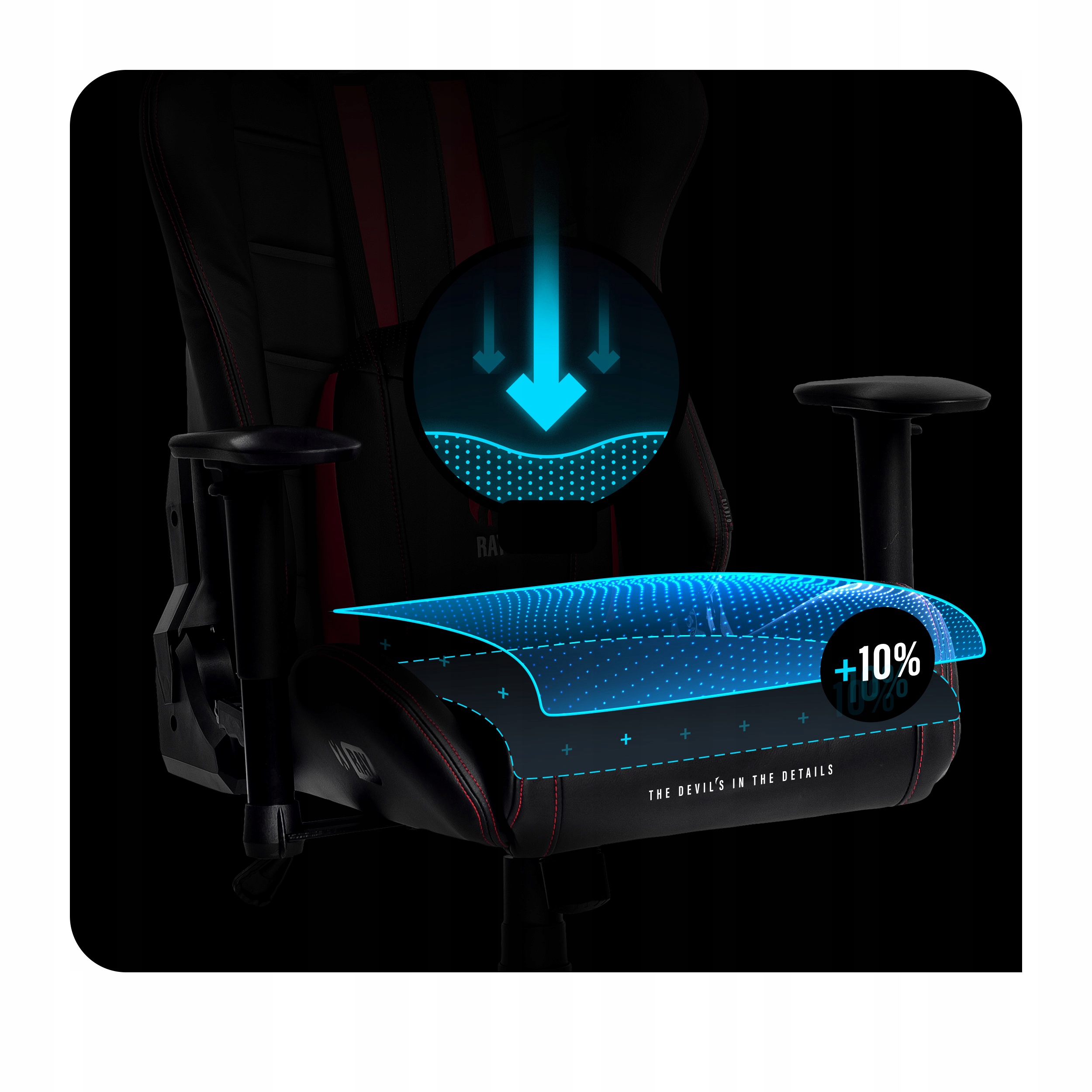 LOST LOST『DIABLO-X』5’9”x 20.00”x 2.53” Scaun gaming, Diablo X-Horn 2.0, negru-gri, 49-58cm inaltime sezut