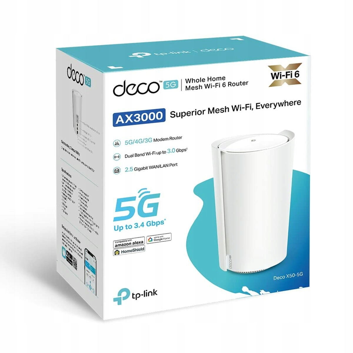 Router 5G TP-Link Deco X50-5G, Wi-Fi 6 AX3000, 2 porturi Gigabit