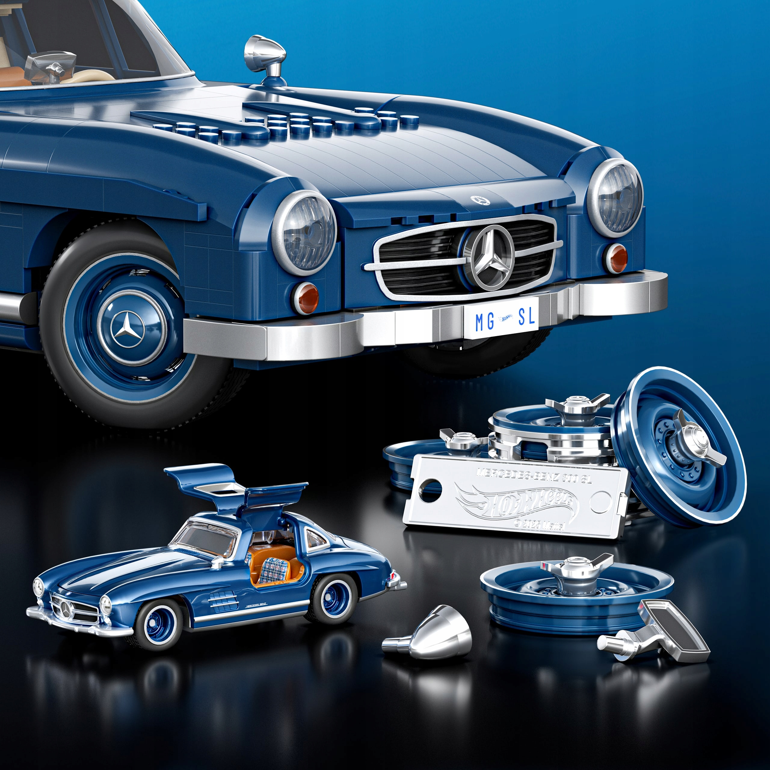 Set de constructie Mattel Mercedes-Benz 300 SL, 1500 elemente