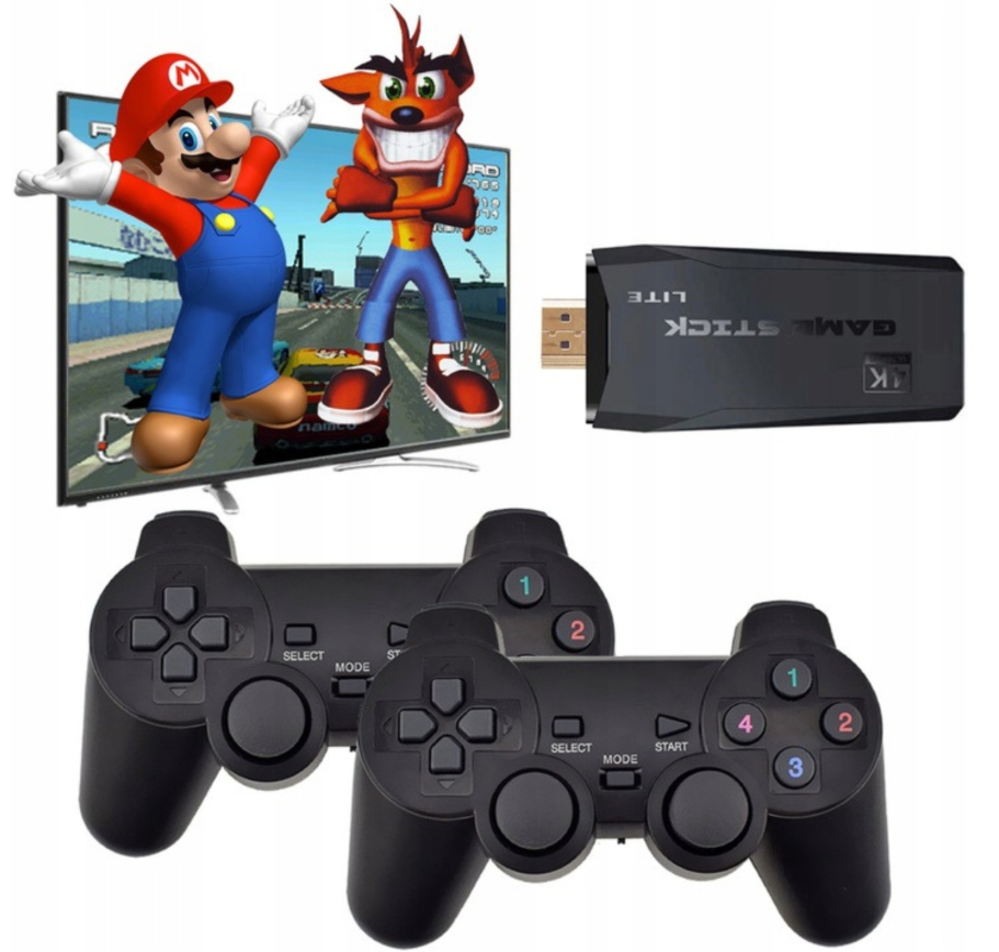 KONSOLA RETRO TV GRA TELEWIZYJNA HDMI 2 PADY 20000 GIER MENU PL HDMI 64GB