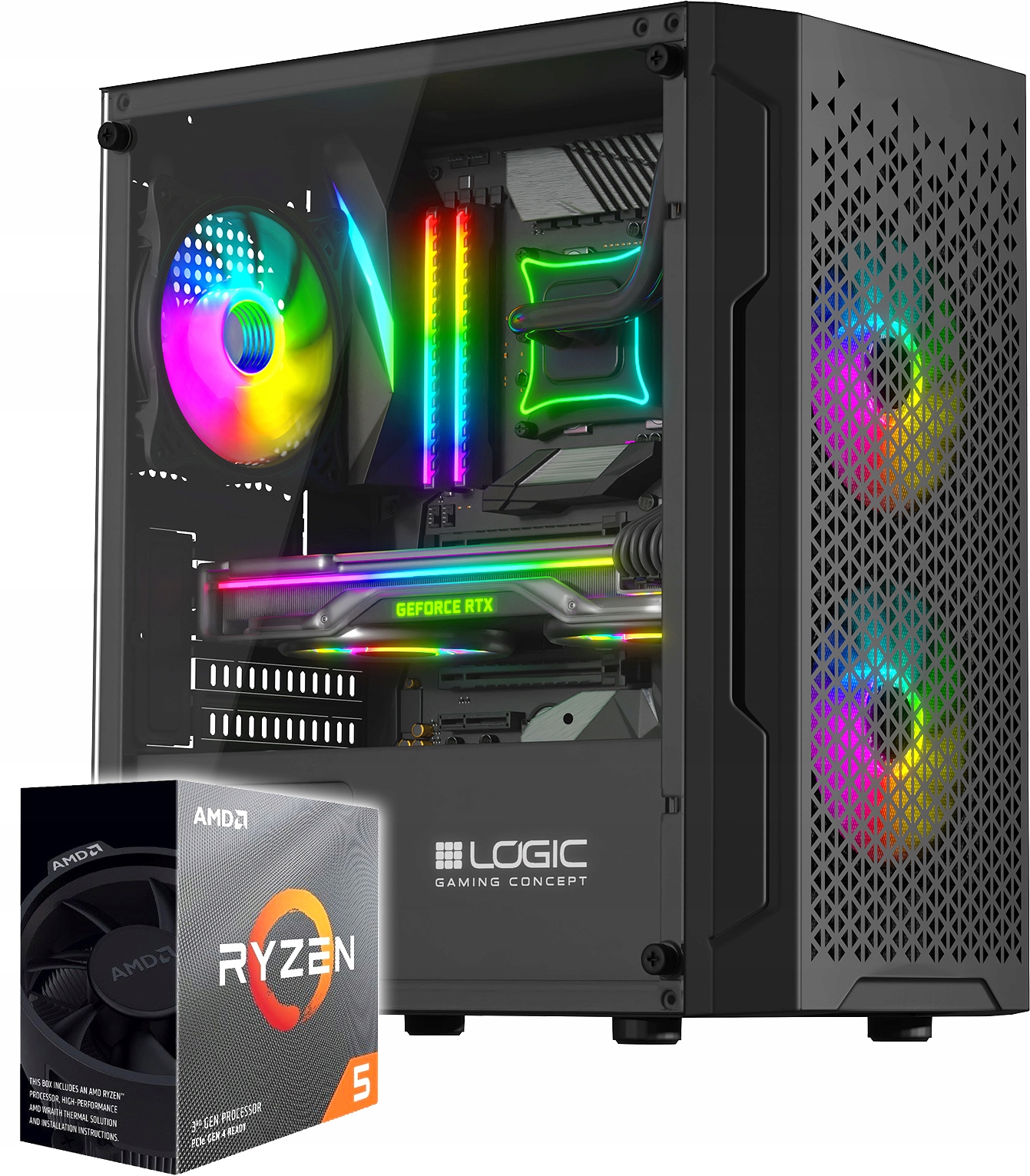 ゲーミングpc Ryzen5 3600x rtx3060 Zestaw | Ryzen 5 3600, RTX 3060 12GB, 16GB DDR4, 500GB SSD