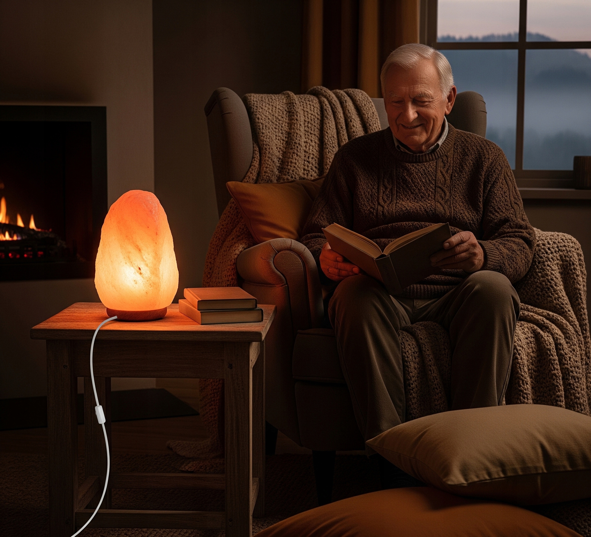 Salzlampe beleuchtet