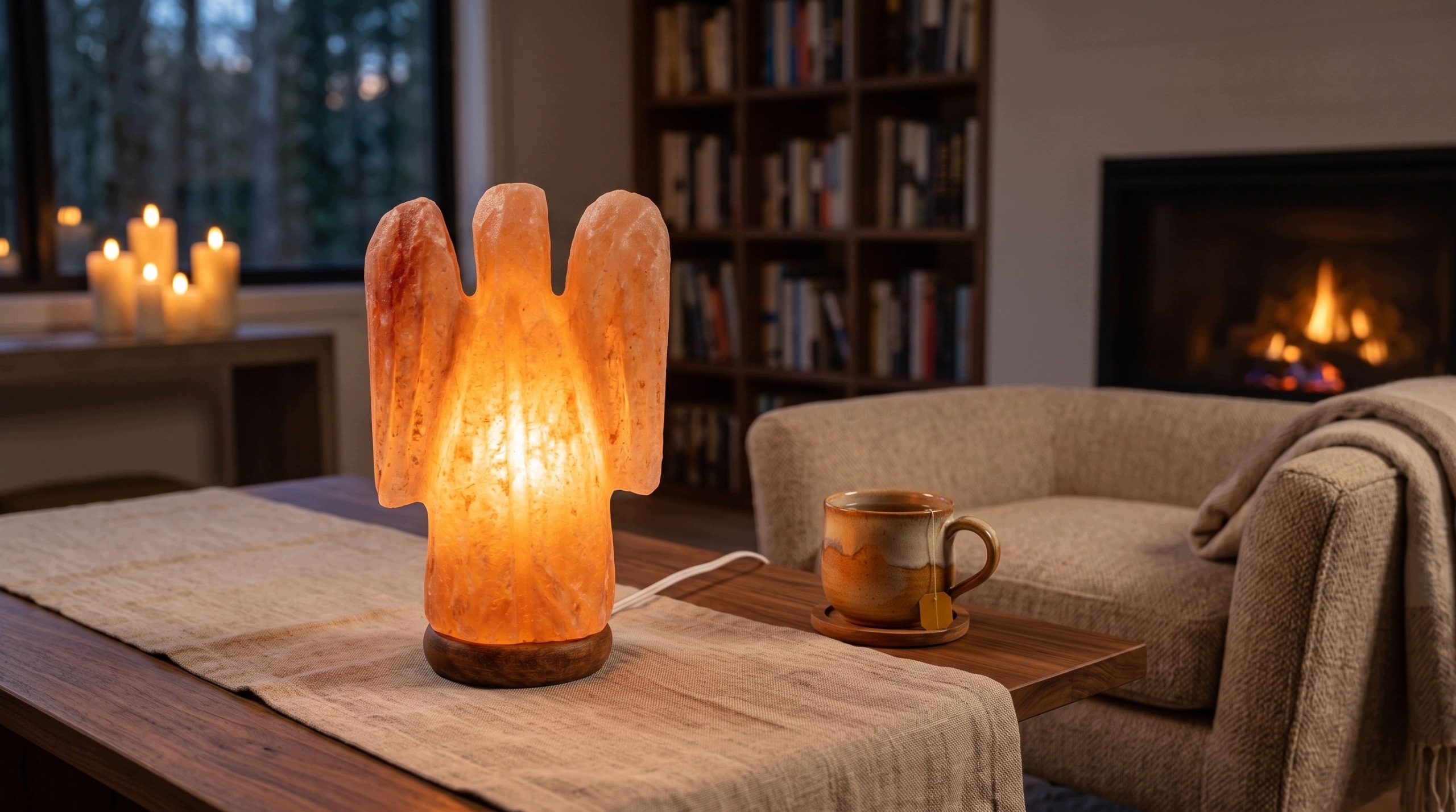 Rzeźbiona Lampa Solna Anioł z Soli Himalajskiej
