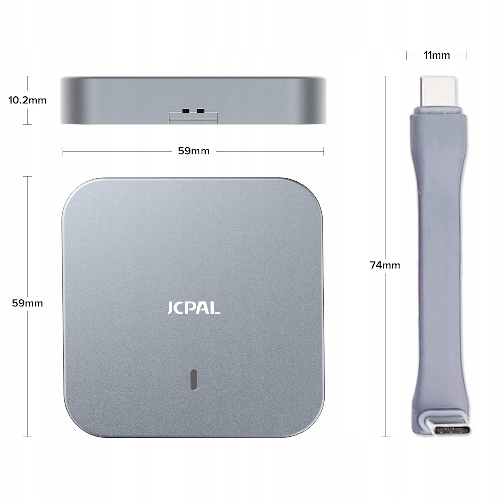 JCPal Obudowa Kieszeń SSD na Dysk NVMe M.2 2230 MagSafe USB-C iPhone 16/15