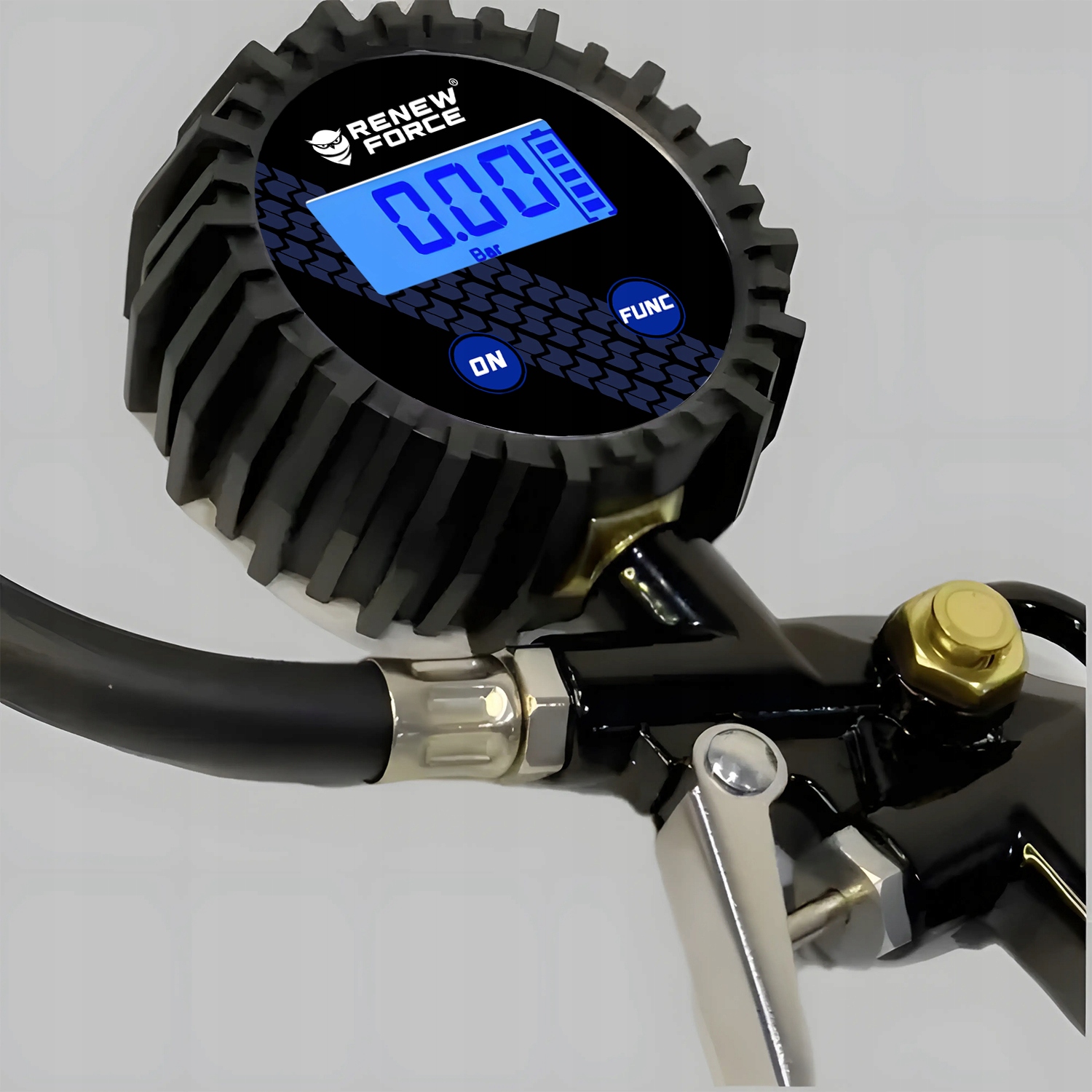 PISTOLET DO POMPOWANIA KÓŁ Z CYFROWYM MANOMETREM 14 BAR psi kPa bar kg/cm^2