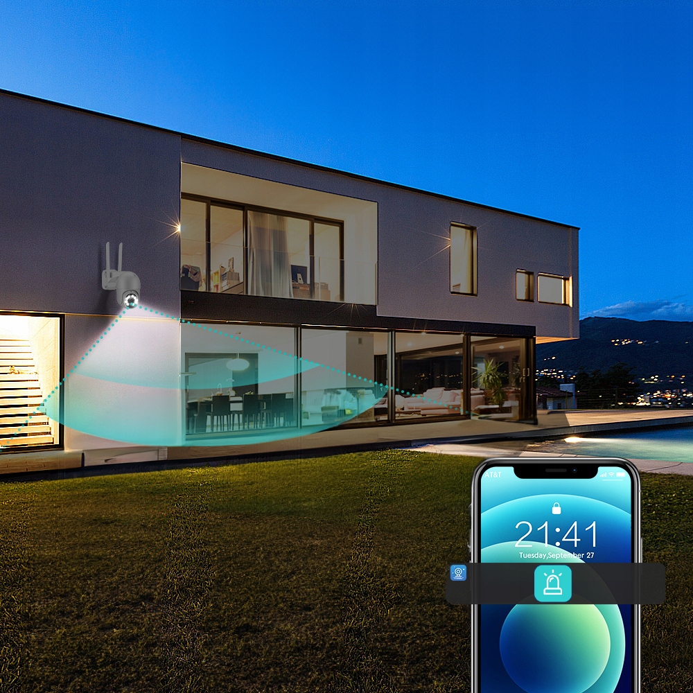 Kamera IP wewnętrzna zewnętrzna ARSA GO CZUJNIK RUCHU LAMPKA APLIKACJA 2MPX