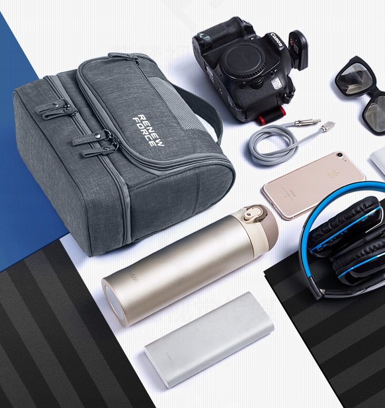 KOSMETYCZKA MĘSKA SZARA POJEMNA KOSMETYCZKA PODRÓŻNA WYJAZD DUŻA Z HAKIEM