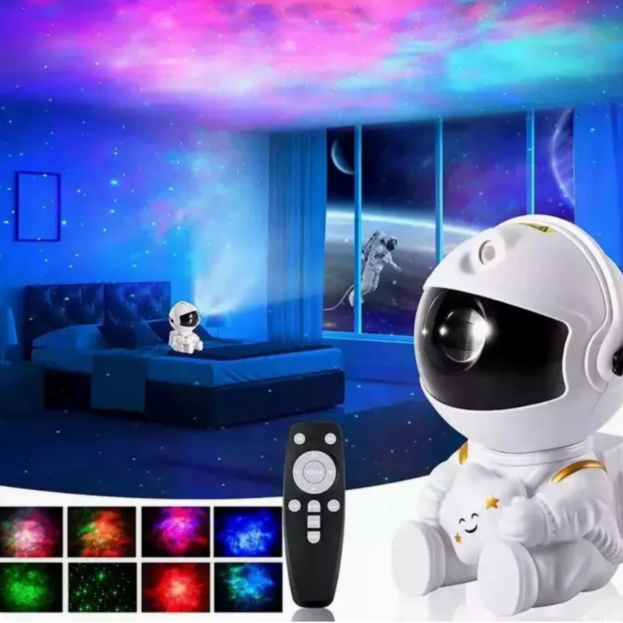 PROJEKTOR GWIAZD Astronauta LAMPKA NOCNA LED dla dzieci RZUTNIK NIEBA PILOT