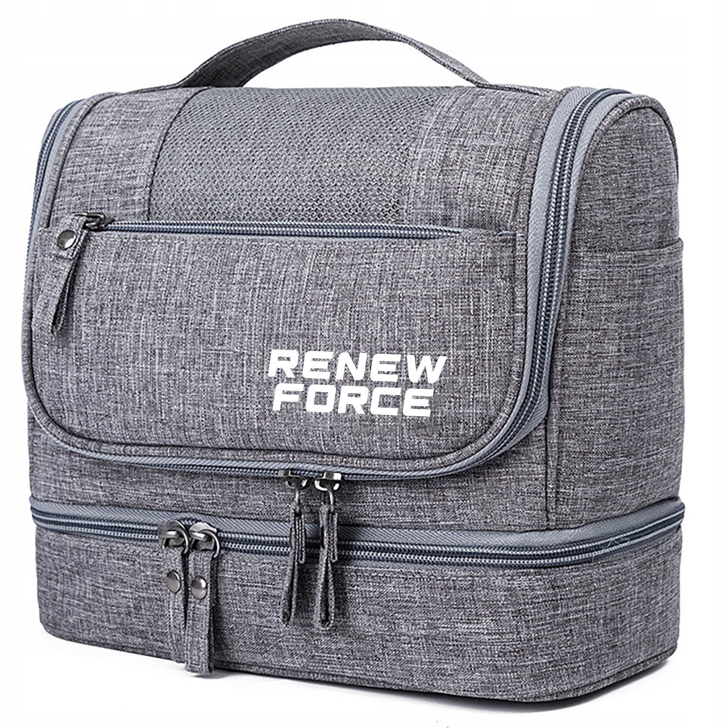 KOSMETYCZKA MĘSKA SZARA POJEMNA KOSMETYCZKA PODRÓŻNA WYJAZD DUŻA Z HAKIEM