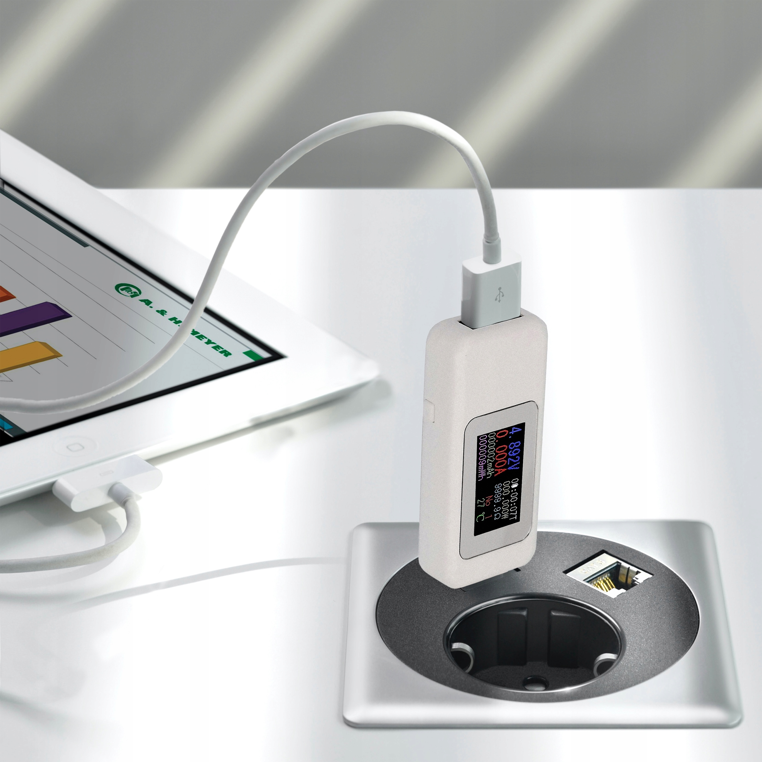 WOLTOMIERZ CYFROWY USB MIERNIK TESTER NAPIĘCIA AMPEROMIERZ WATOMIERZ LCD