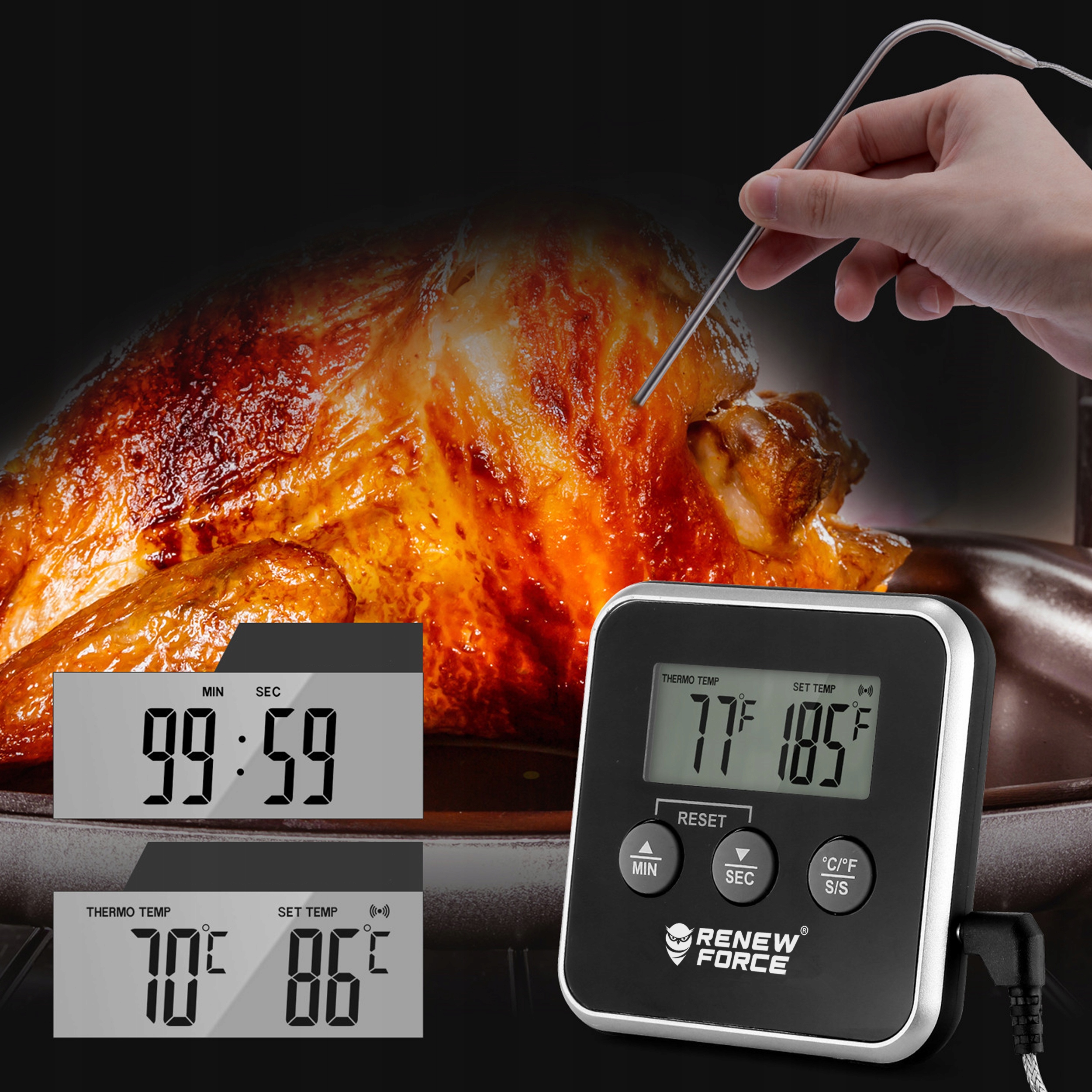 Termometr z sondą kuchenny Renew Force