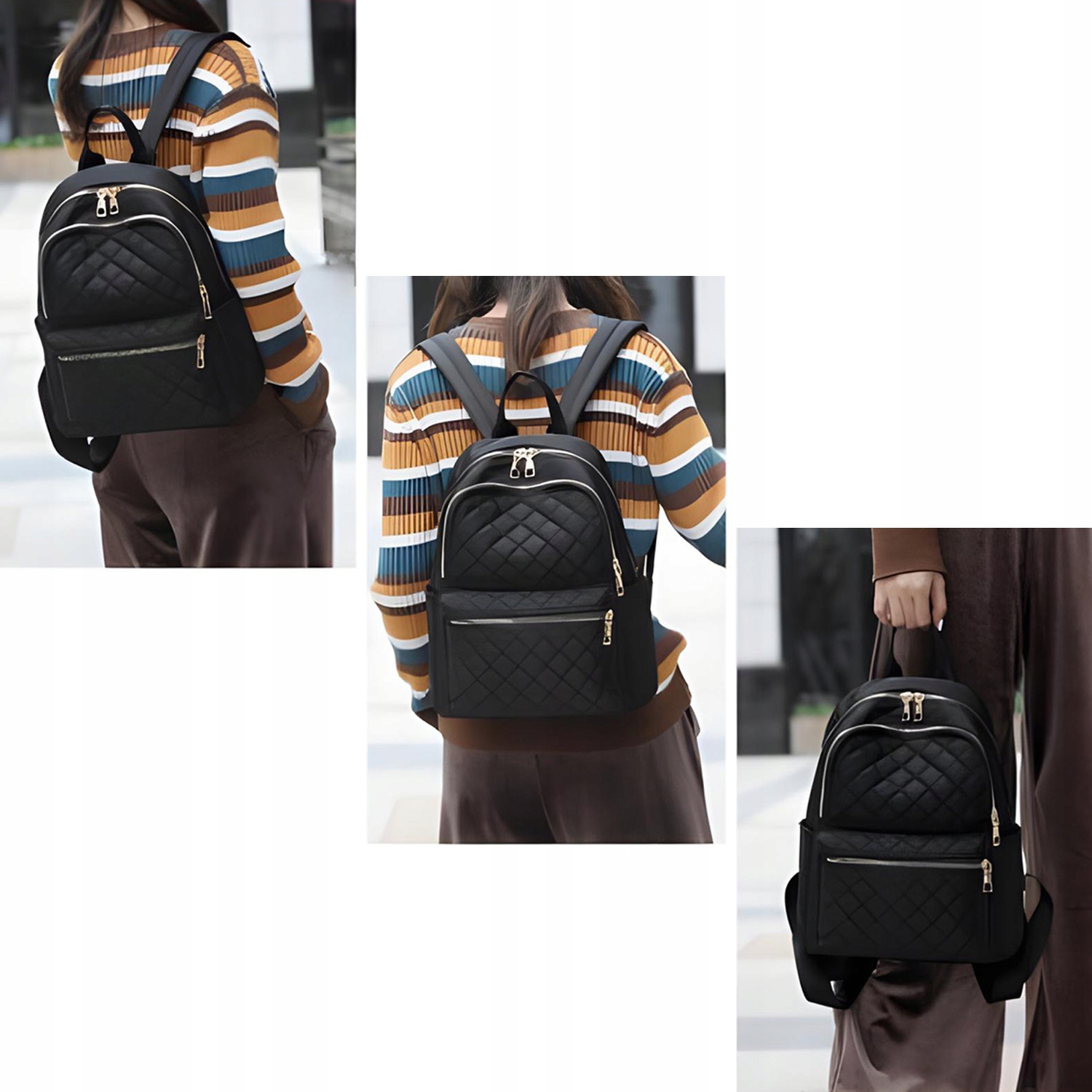 POJEMNY Plecak damski miejski EKOSKÓRA szkolny A4 torba lekki 4 KIESZENIE