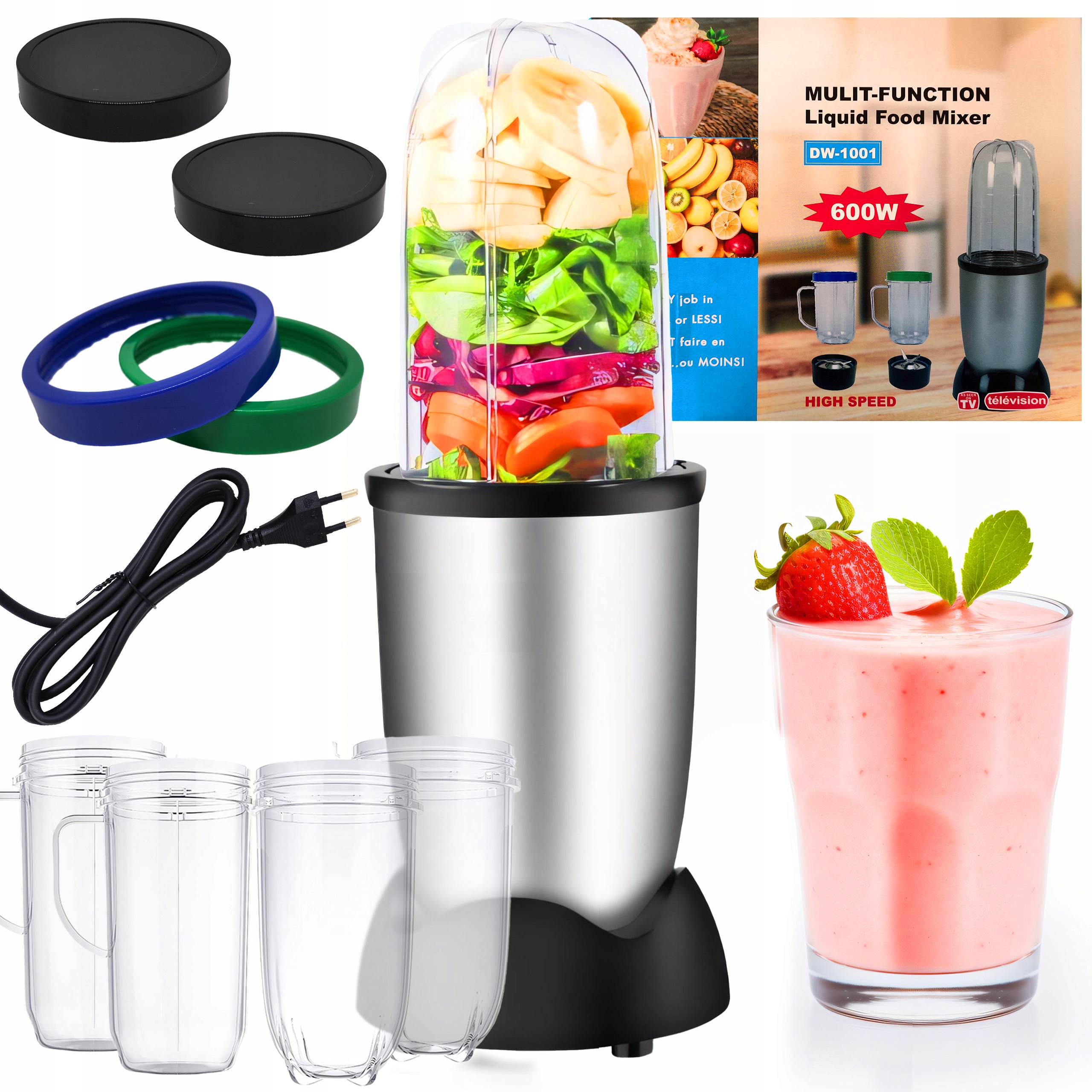Blender kielichowy RETOO Blender kielichowy E606 600 W srebrny/szary
