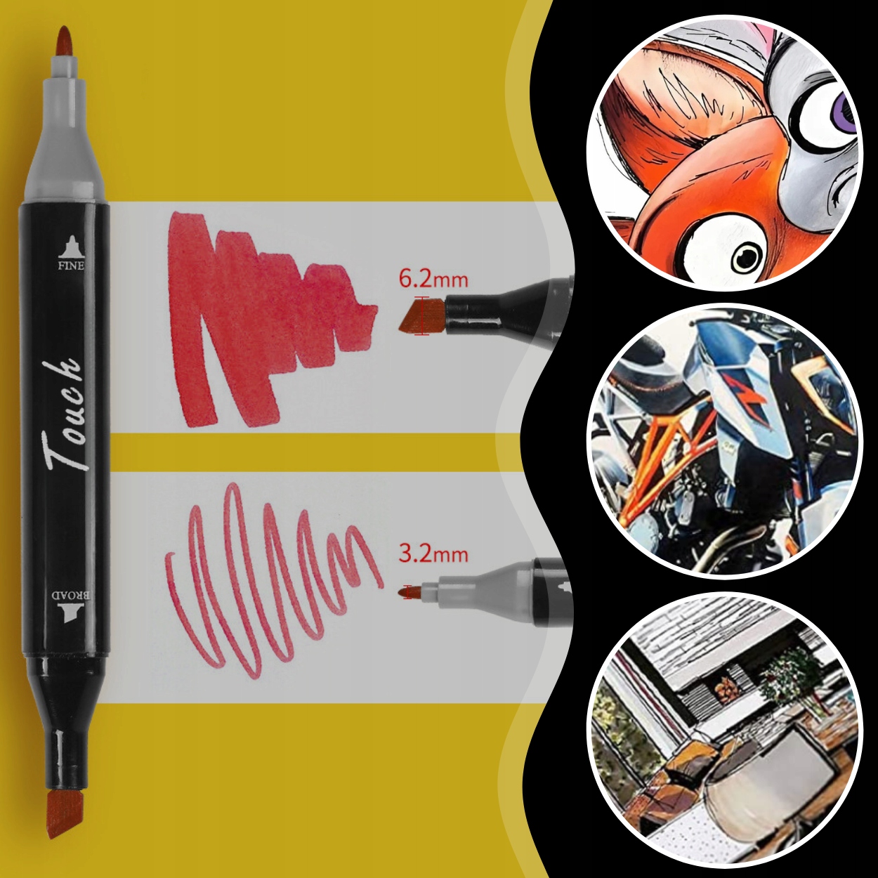 MARKERY ALKOHOLOWE 100 SZT Flamastry Mazaki Pisaki Dwustronne Pro + TORBA