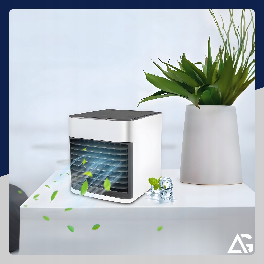 KLIMATOR PRZENOŚNY BIURKOWY MAŁY WODNY NA WODĘ i LÓD 3W1 KLIMATYZER LED USB