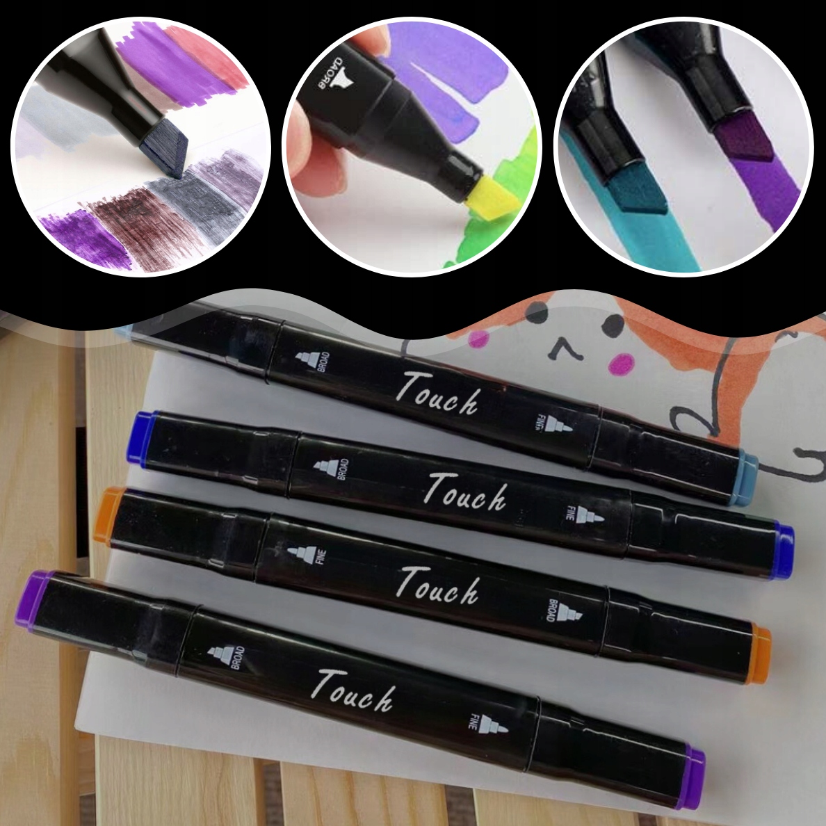 MARKERY ALKOHOLOWE 100 SZT Flamastry Mazaki Pisaki Dwustronne Pro + TORBA