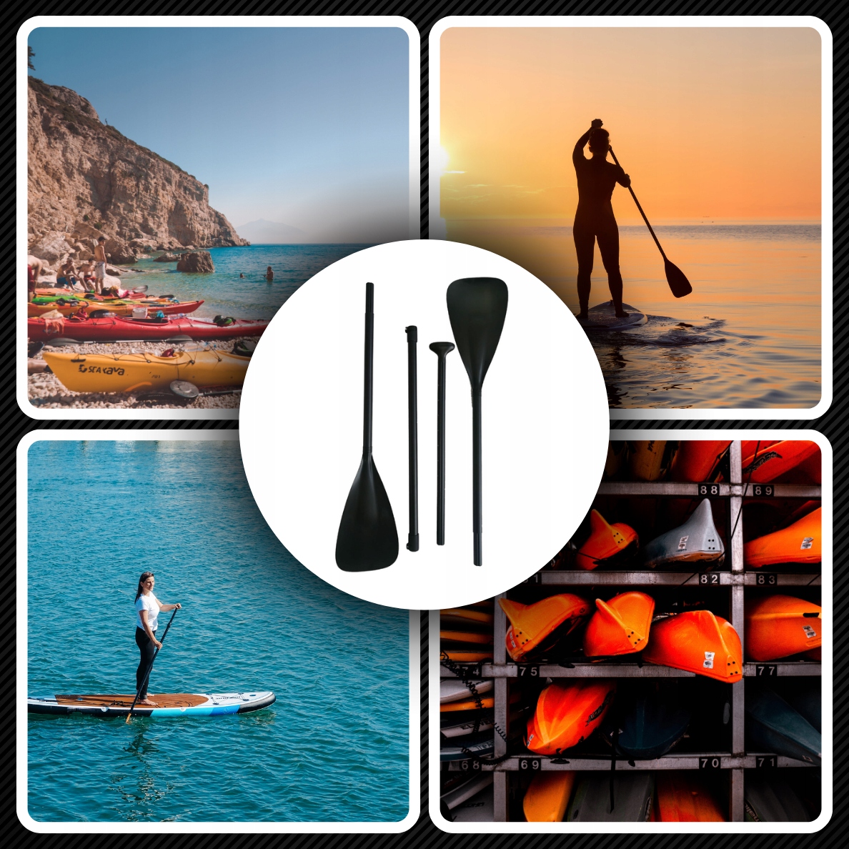 SKŁADANE WIOSŁO KAJAKOWE DO DESKI SUP 2w1 REGULOWANE 4-CZĘŚCIOWE 229CM