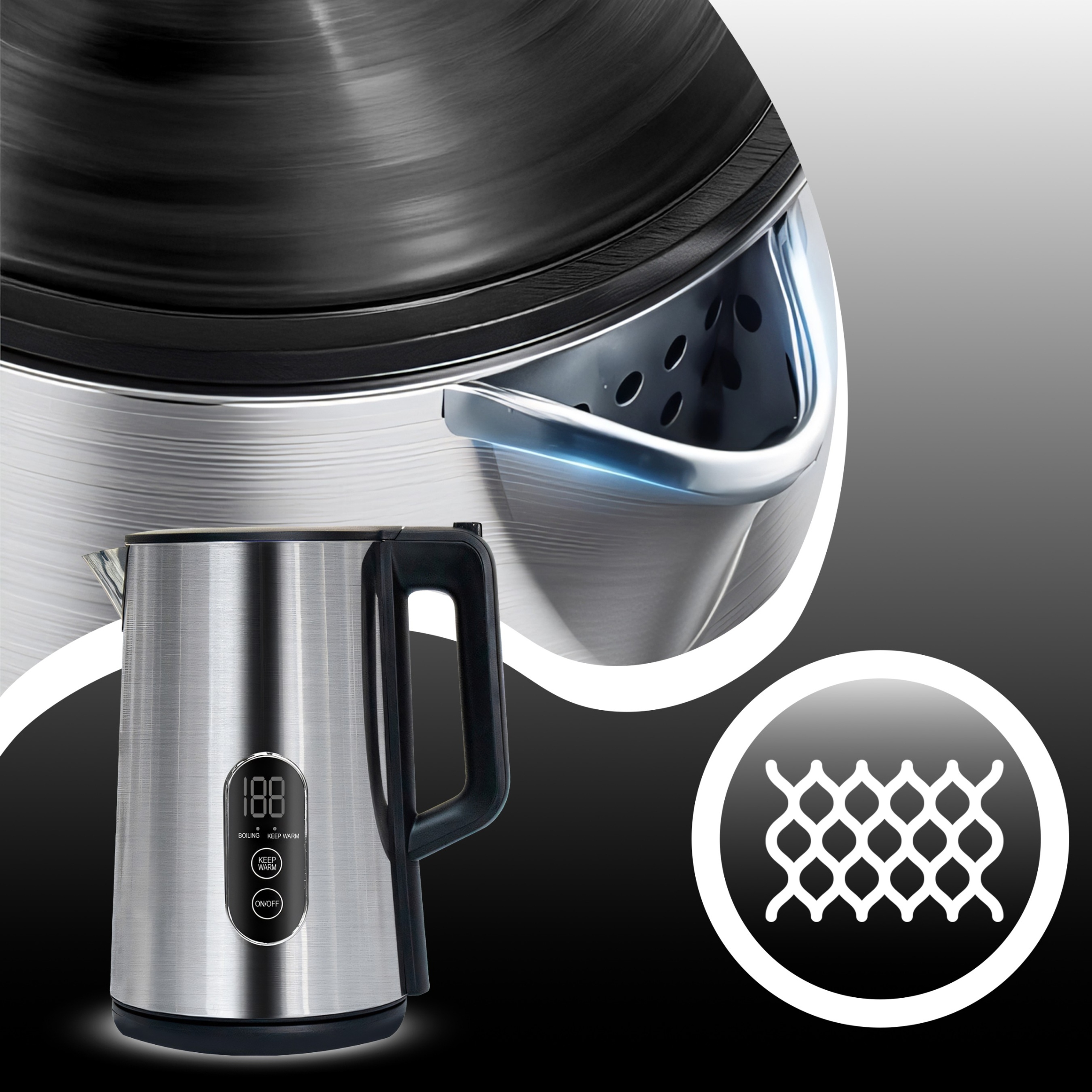 Czajnik elektryczny RETOO ER1243 1800 W 1,8 l srebrny/szary