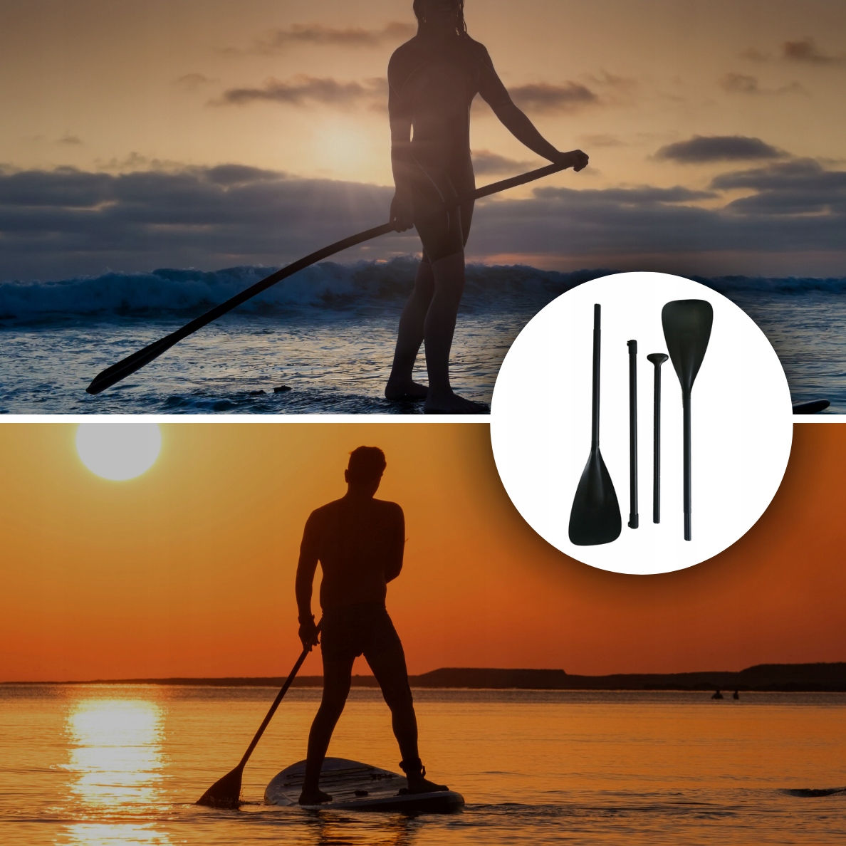 SKŁADANE WIOSŁO KAJAKOWE DO DESKI SUP 2w1 REGULOWANE 4-CZĘŚCIOWE 229CM