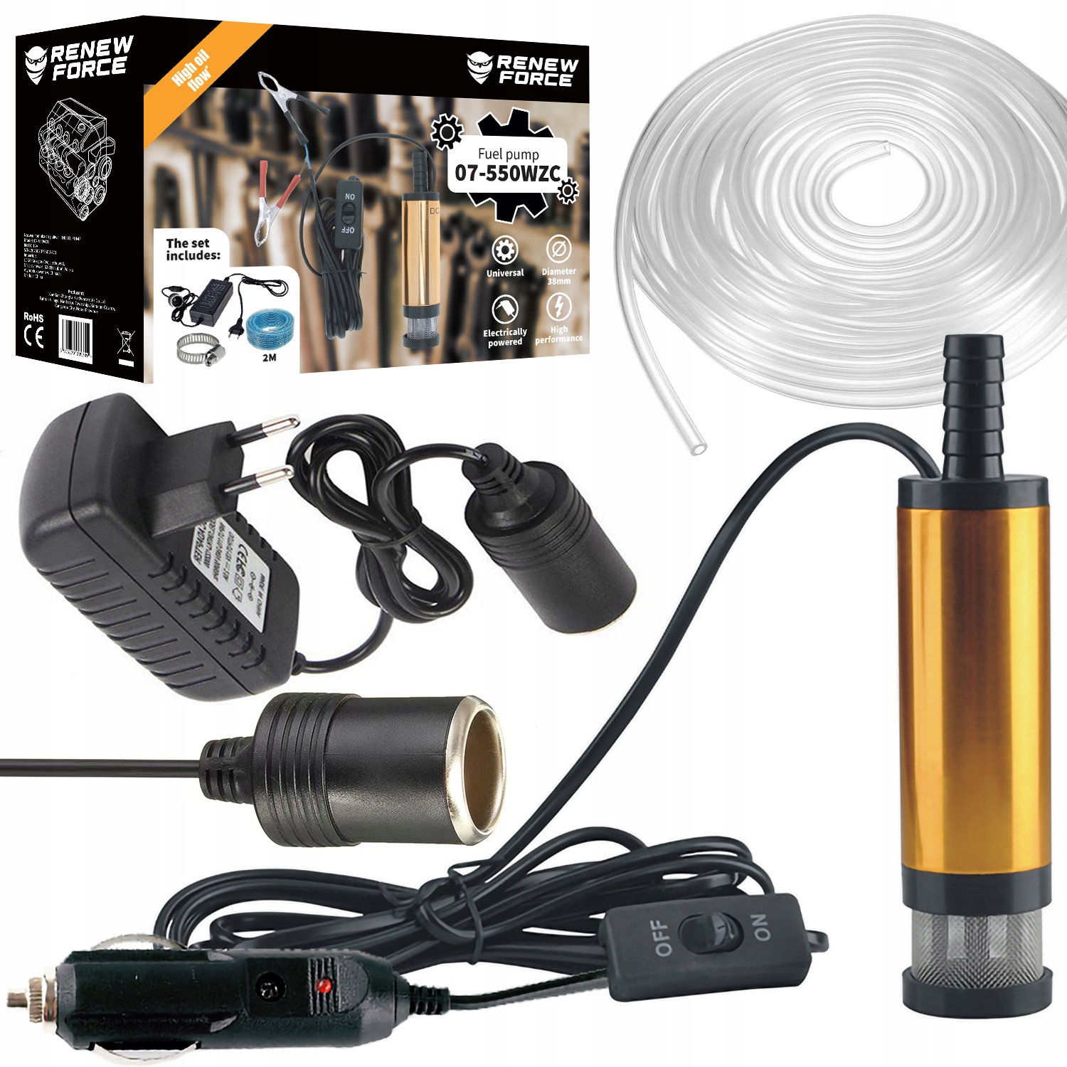 POMPA DO PALIWA SPUSZCZANIA OLEJU ROPY WODY ELEKTRYCZNA POMPKA 12v 230v