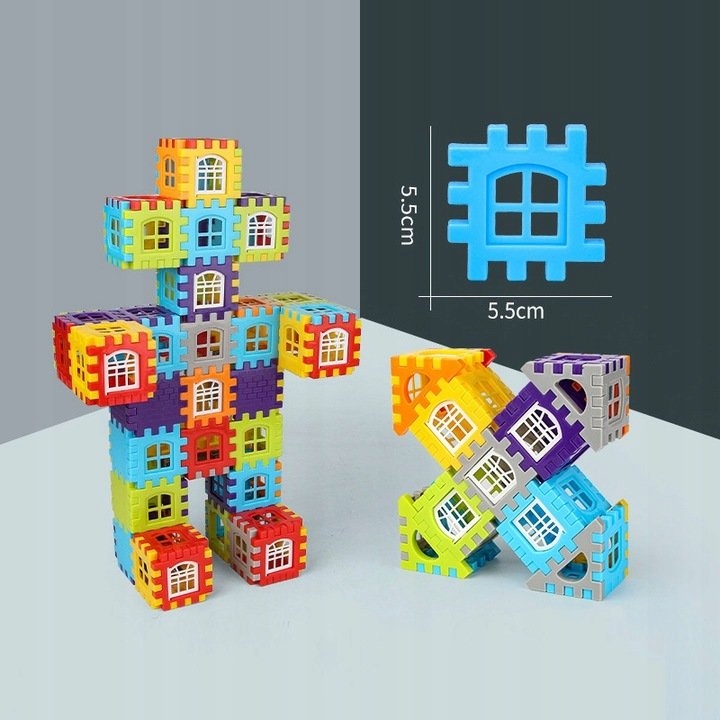 KLOCKI KONSTRUKCYJNE BUDOWLANE WAFLE 100 ELEMENTÓW DO BUDOWANIA DLA DZIECI