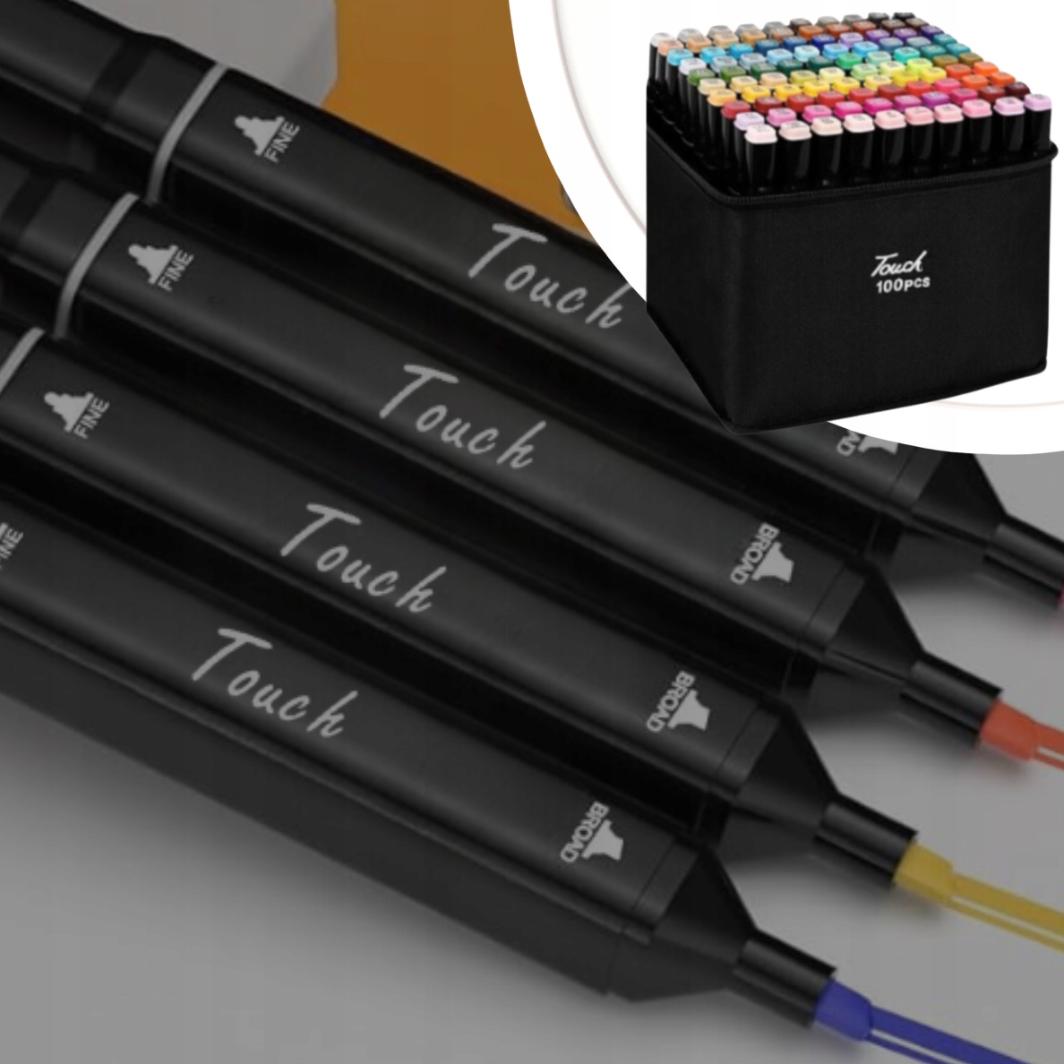 MARKERY ALKOHOLOWE 100 SZT Flamastry Mazaki Pisaki Dwustronne Pro + TORBA