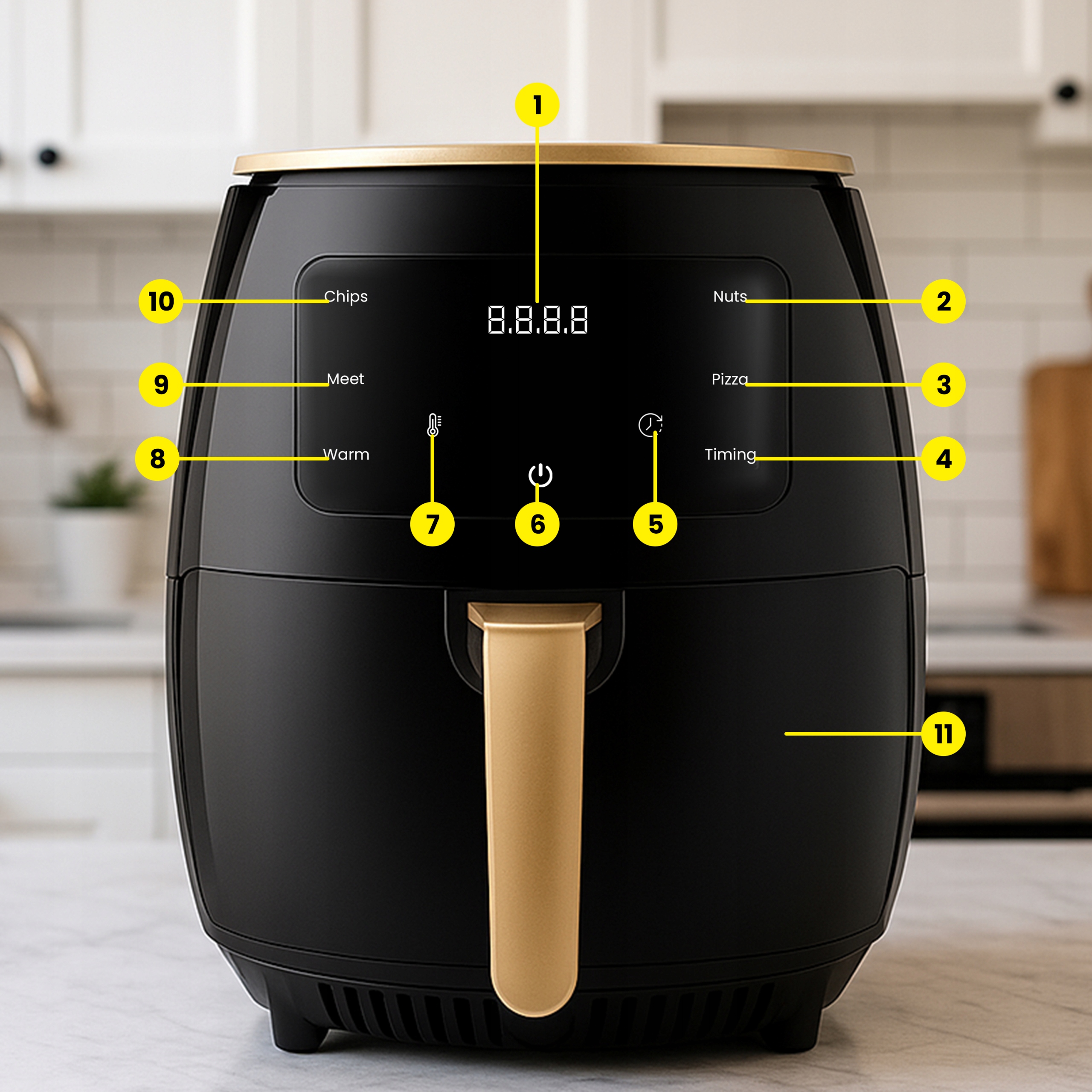 FRYTKOWNICA BEZTŁUSZCZOWA AIR FRYER 6L POWIETRZNA PIEKARNIK 2400W 6L