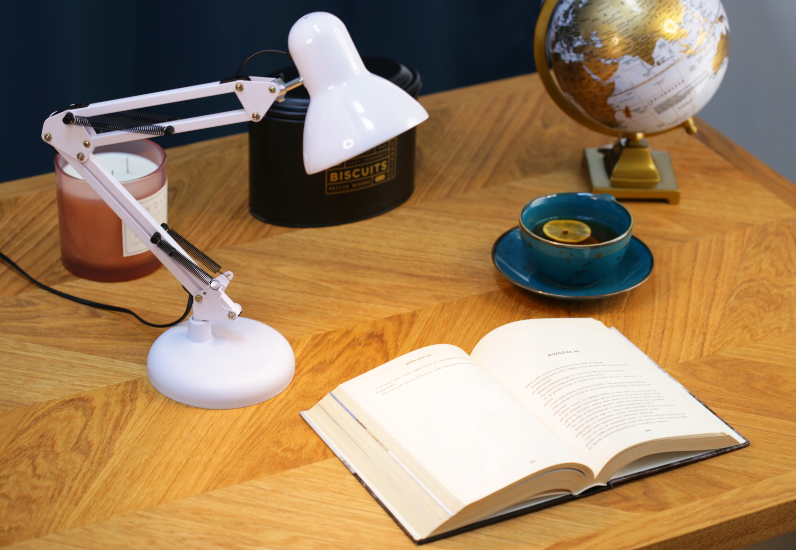 Lampka biurkowa Interlook Modern-loft MT biały moc do 40 W