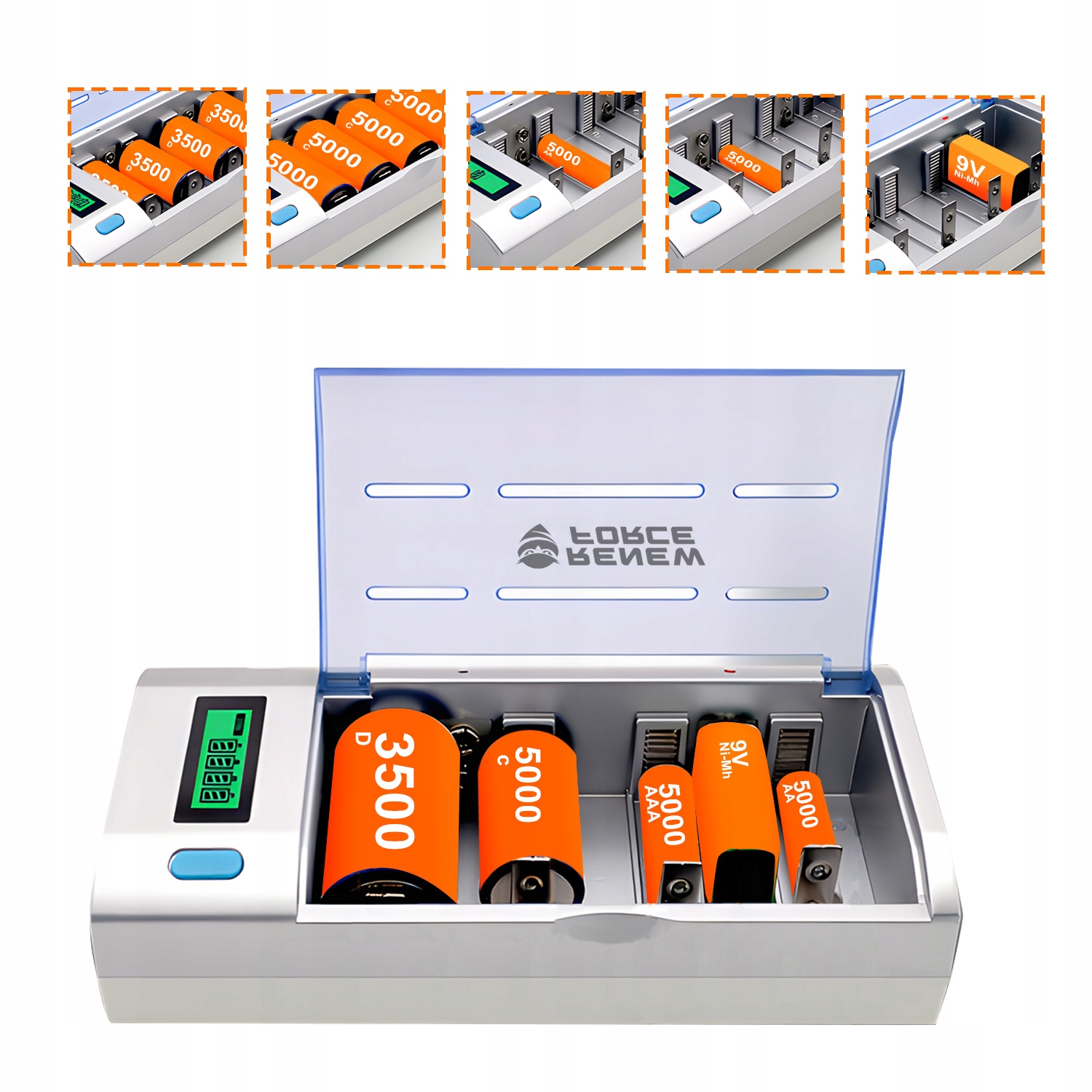 Ładowarka Renew Force 5 9V (6F22), AA, AAA, C (R14), D (R20)