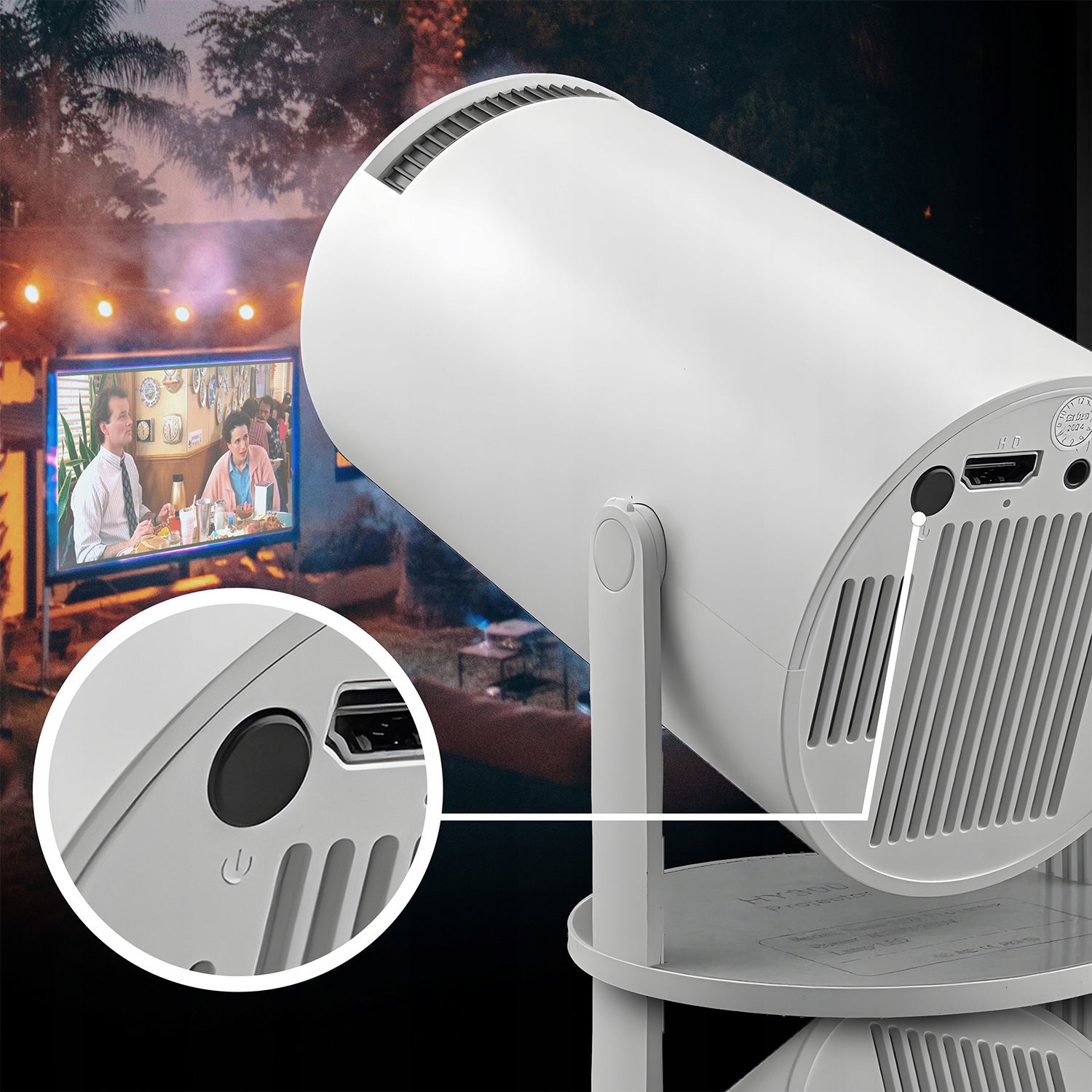 PROJEKTOR RZUTNIK WIFI ANDROID PRZENOŚNY OBROTOWY SMART 4K GŁOŚNIK BT 5.0