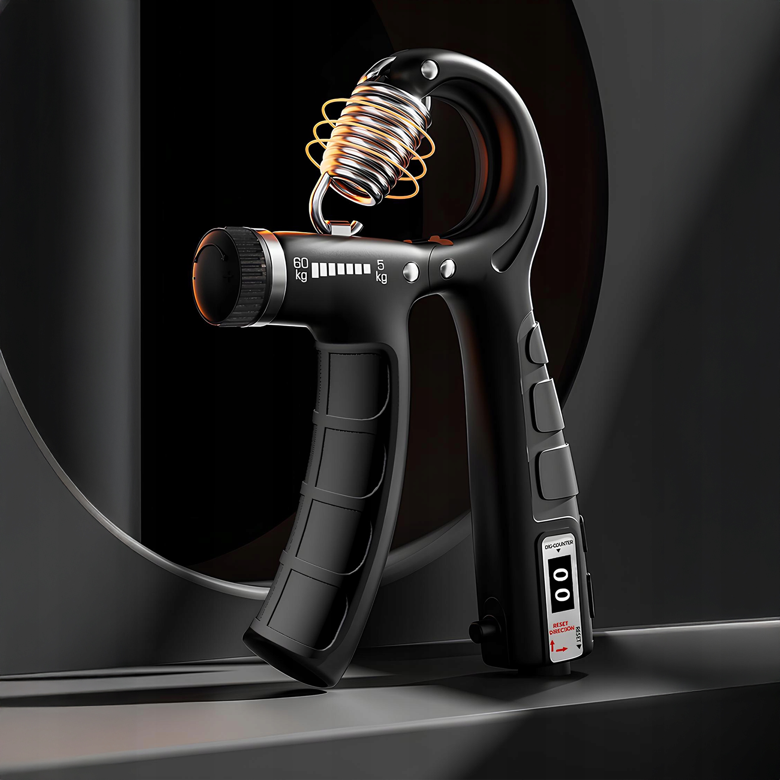 ŚCISKACZ DO RĄK DŁONI TRENING CHWYTU REGULOWANY OPÓR Z LICZNIKIEM 5-60 kg