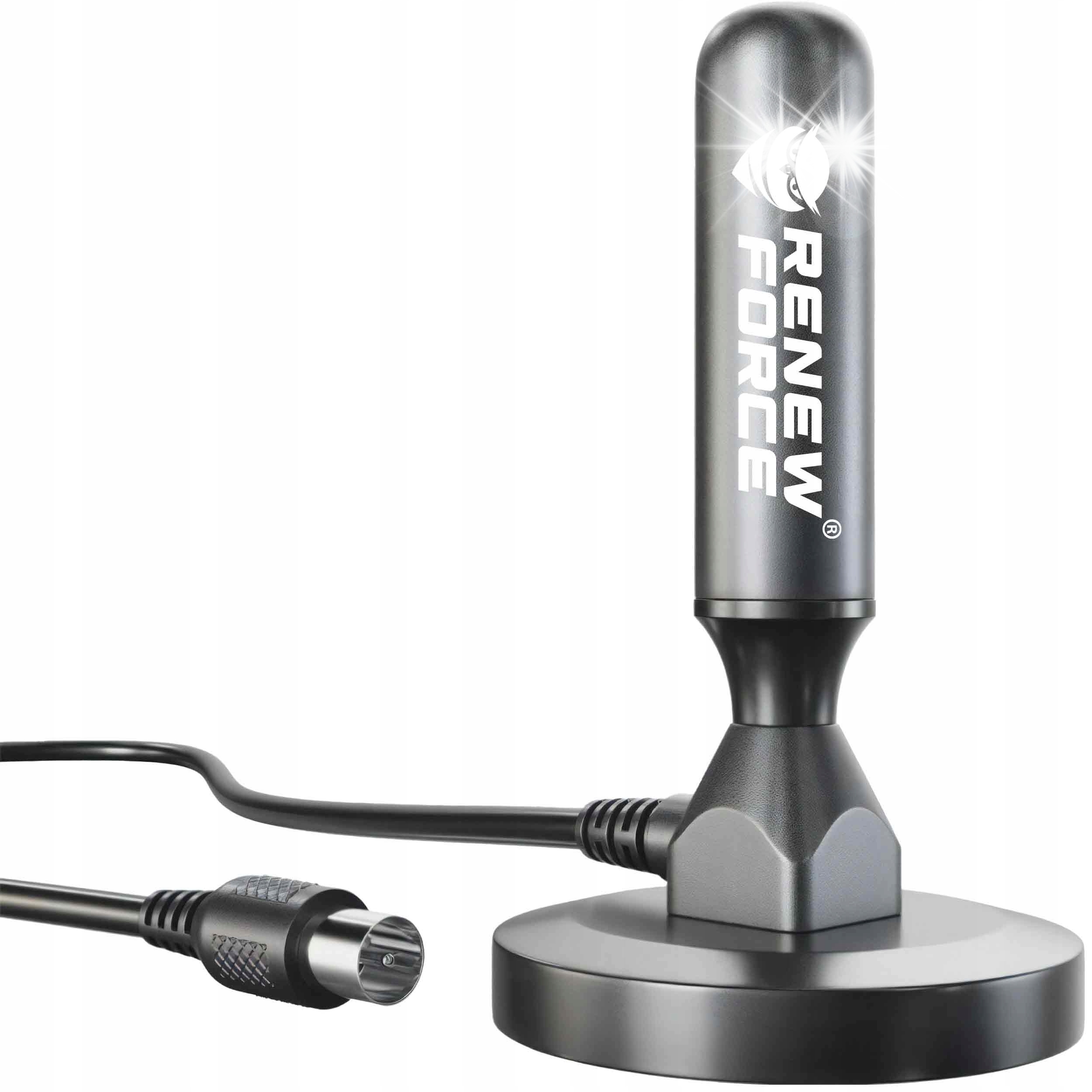 MOCNA ANTENA AKTYWNA POKOJOWA WZMACNIACZ MAGNES DVBT2 TV FHD 4K MUX-8 LTE