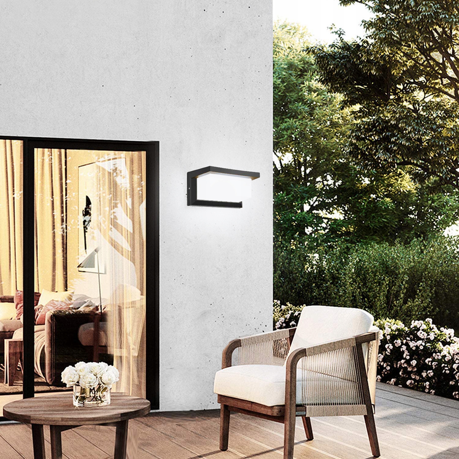 Kinkiet ogrodowy Interlook biały, czarny zintegrowane źródło LED 12 W