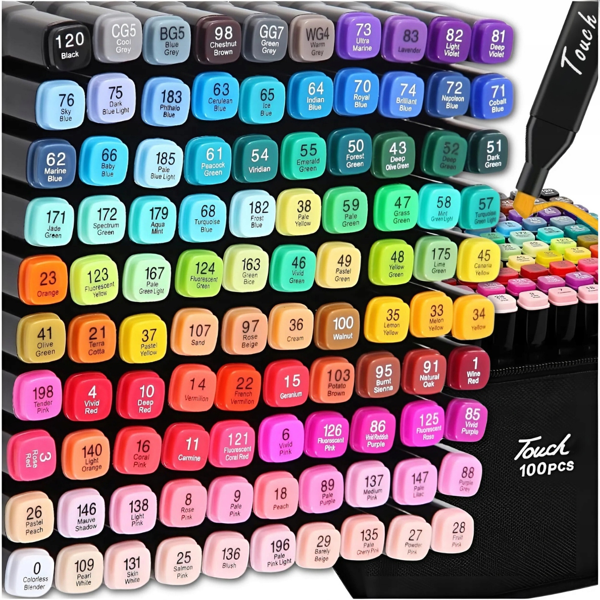 MARKERY ALKOHOLOWE 100 SZT Flamastry Mazaki Pisaki Dwustronne Pro + TORBA