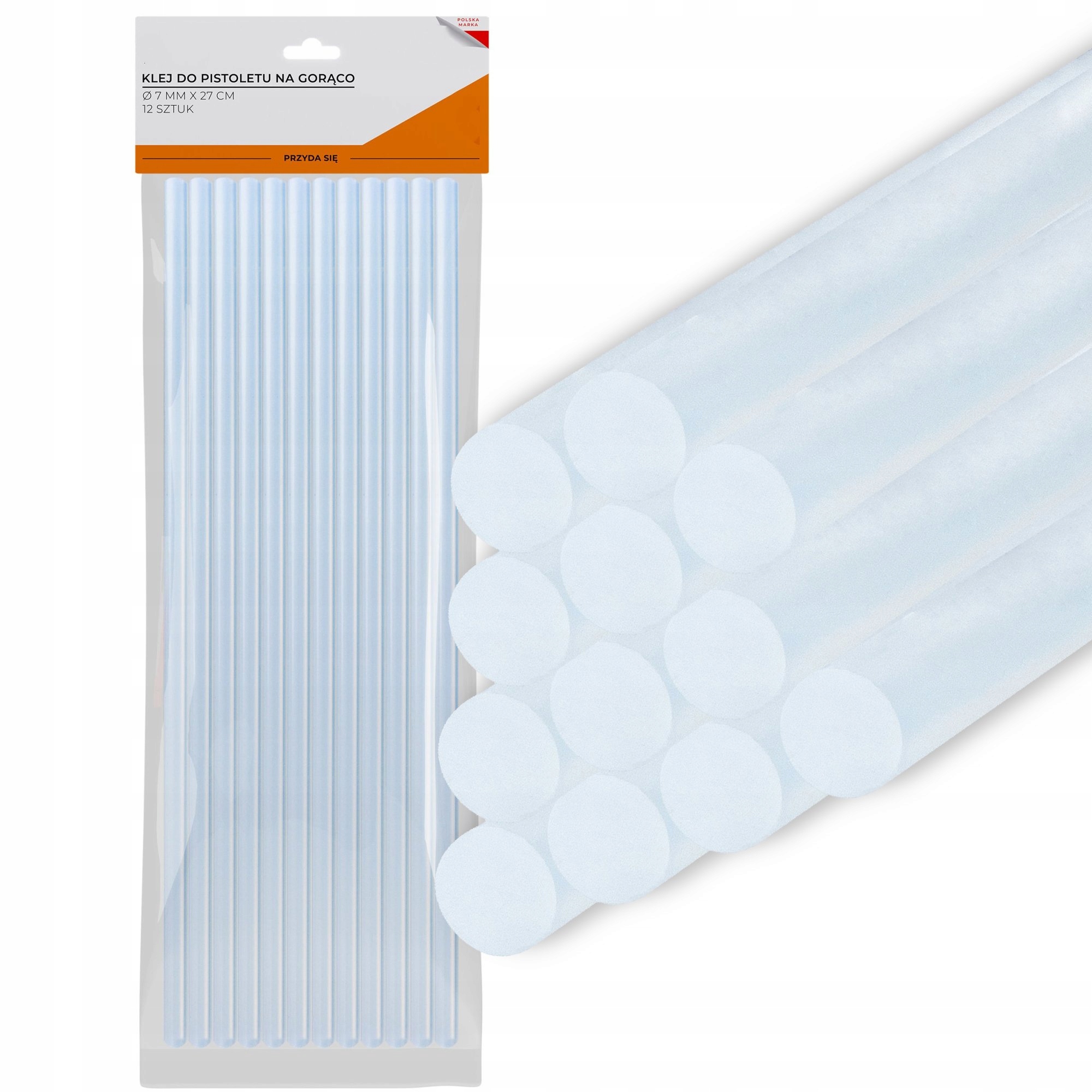 KLEJ DO PISTOLETU NA GORĄCO WKŁADY MOCNE KLEJOWE BEZBARWNE 12SZT 27CM 7MM